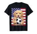 Puppy Holding Soccer Ball Usa Flag T-Shirt - Unique Graphic Men Women - T-Shirt, Sweatshirt, Hoodie