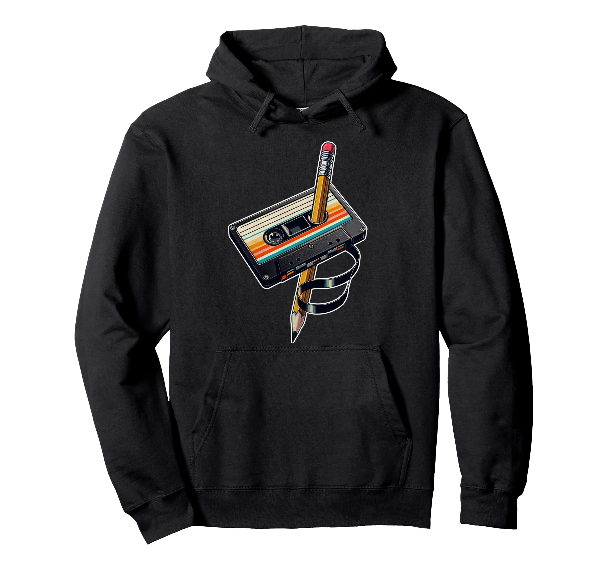 Pencil Rewind Cassette Old School Hoodie - Fun Novelty Design for Adults - T-Shirt, Sweatshirt, Hoodie