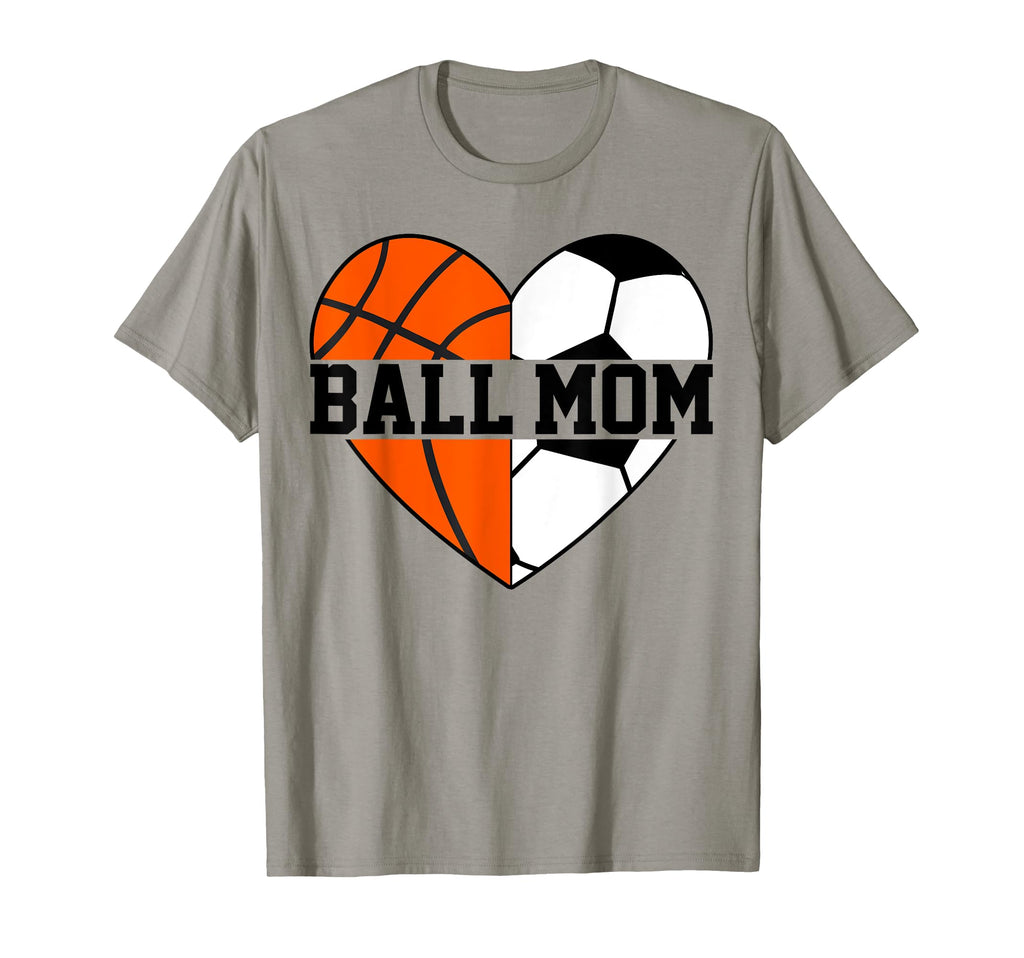 Mom Both Heart Basketball Soccer T-Shirt - Fun Novelty Design for Adults - T-Shirt, Sweatshirt, Hoodie