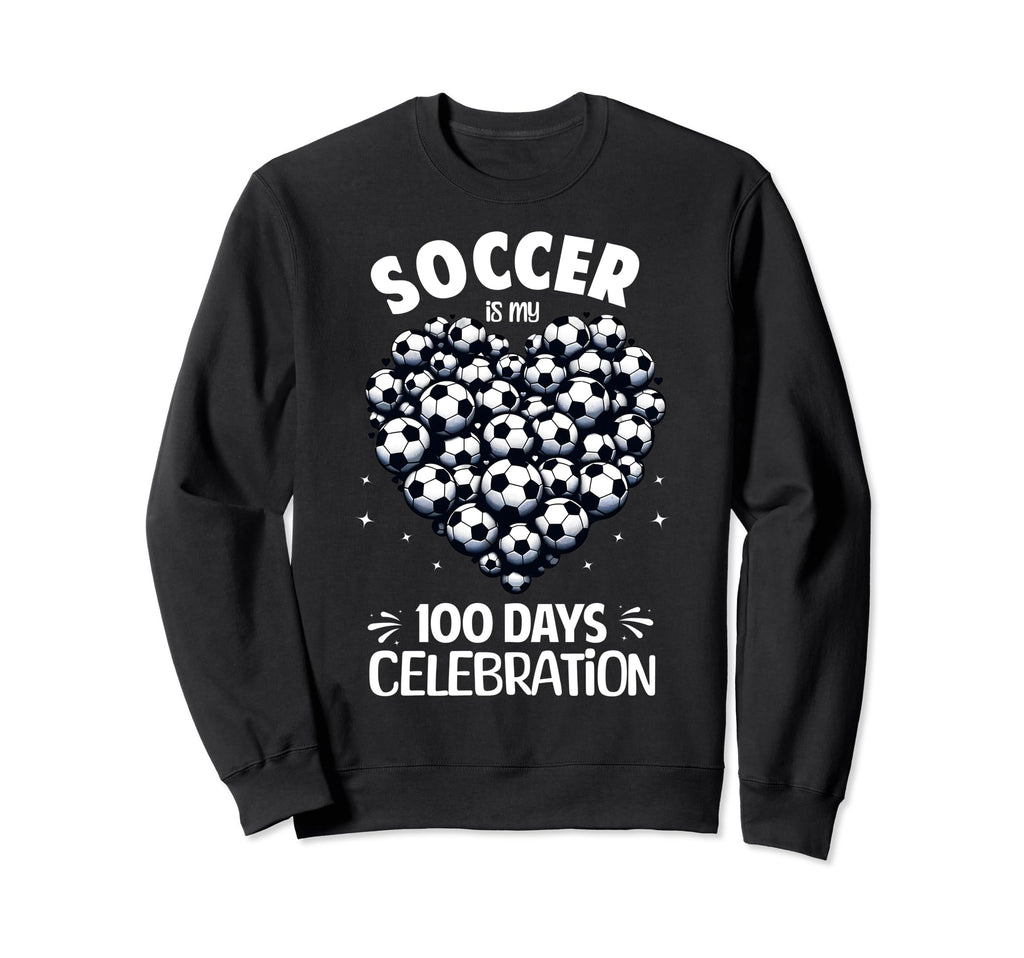 100 Days School Soccer Heart Love Sweatshirt - Minimalist Print Unisex - T-Shirt, Sweatshirt, Hoodie