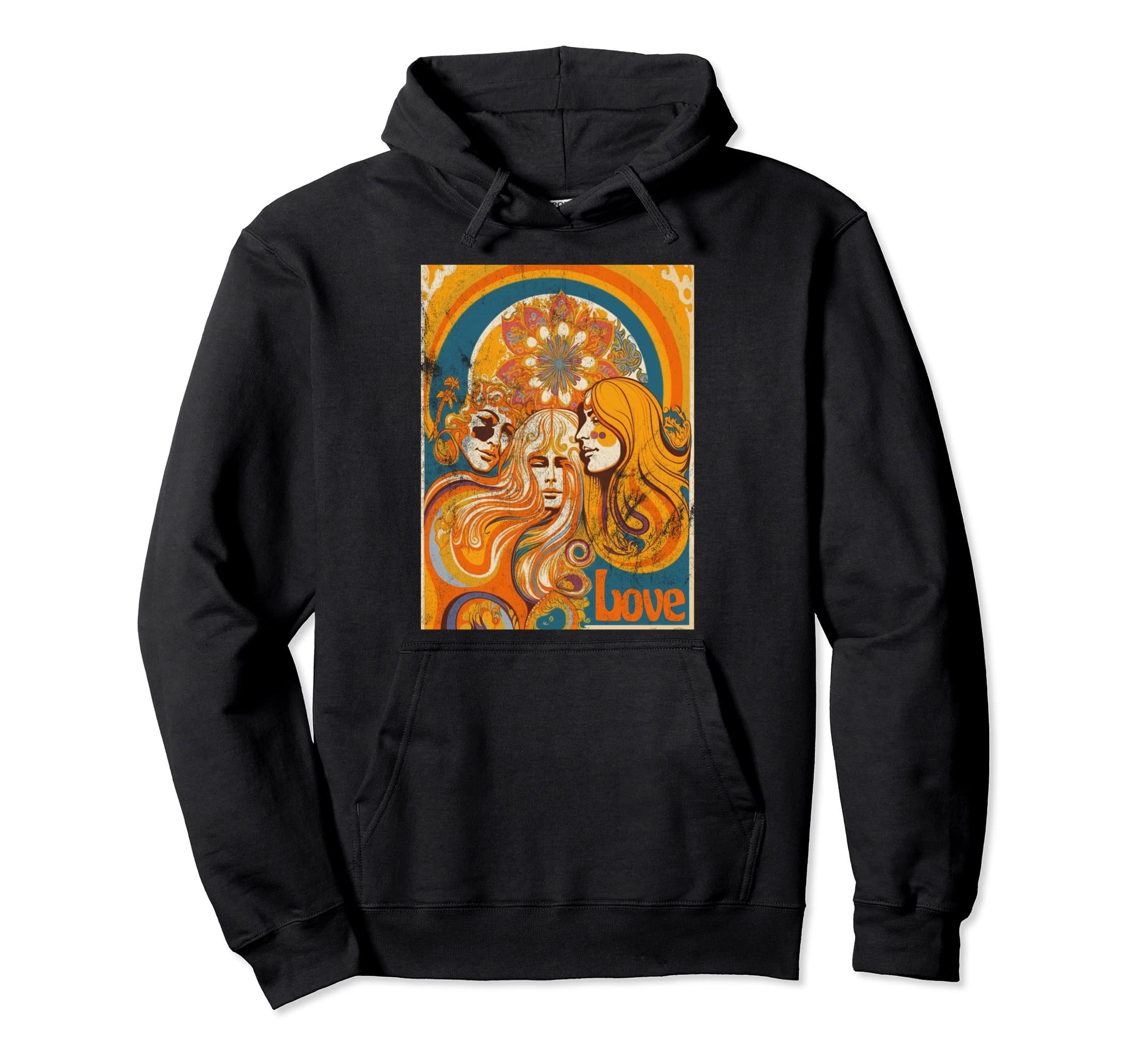 Love Funny 60S 70S Hippie Flowers Hoodie - Minimalist Print for Adults - T-Shirt, Sweatshirt, Hoodie