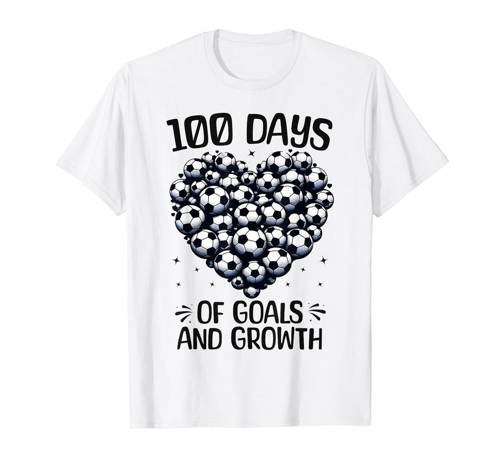 100 Days School Soccer Heart Love T-Shirt - Casual Everyday Wear Men Women - T-Shirt, Sweatshirt, Hoodie