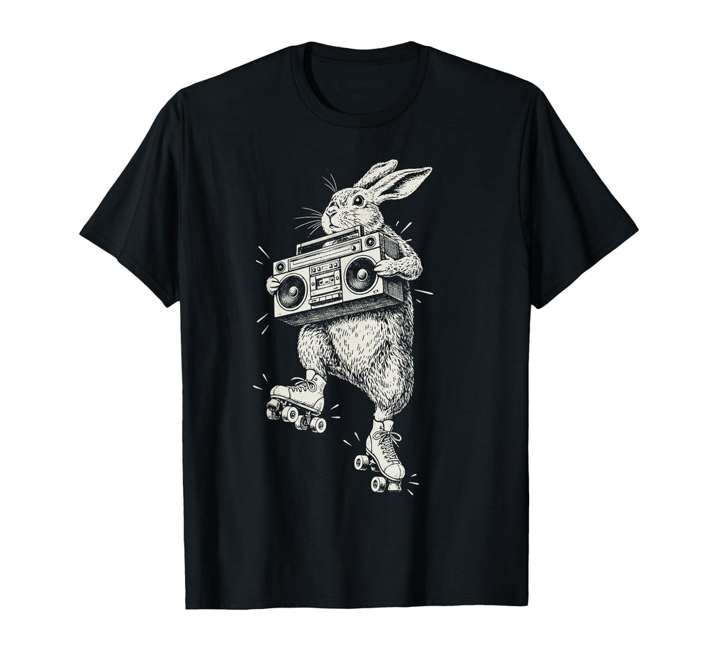 Funny Bunny Roller Skate Boombox Music T-Shirt - Fun Novelty Design Unisex - T-Shirt, Sweatshirt, Hoodie