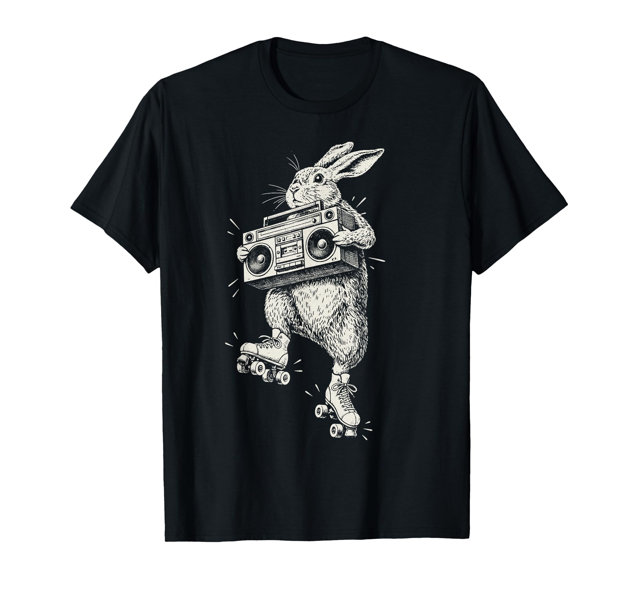 Funny Bunny Roller Skate Boombox Music T-Shirt - Fun Novelty Design Unisex - T-Shirt, Sweatshirt, Hoodie