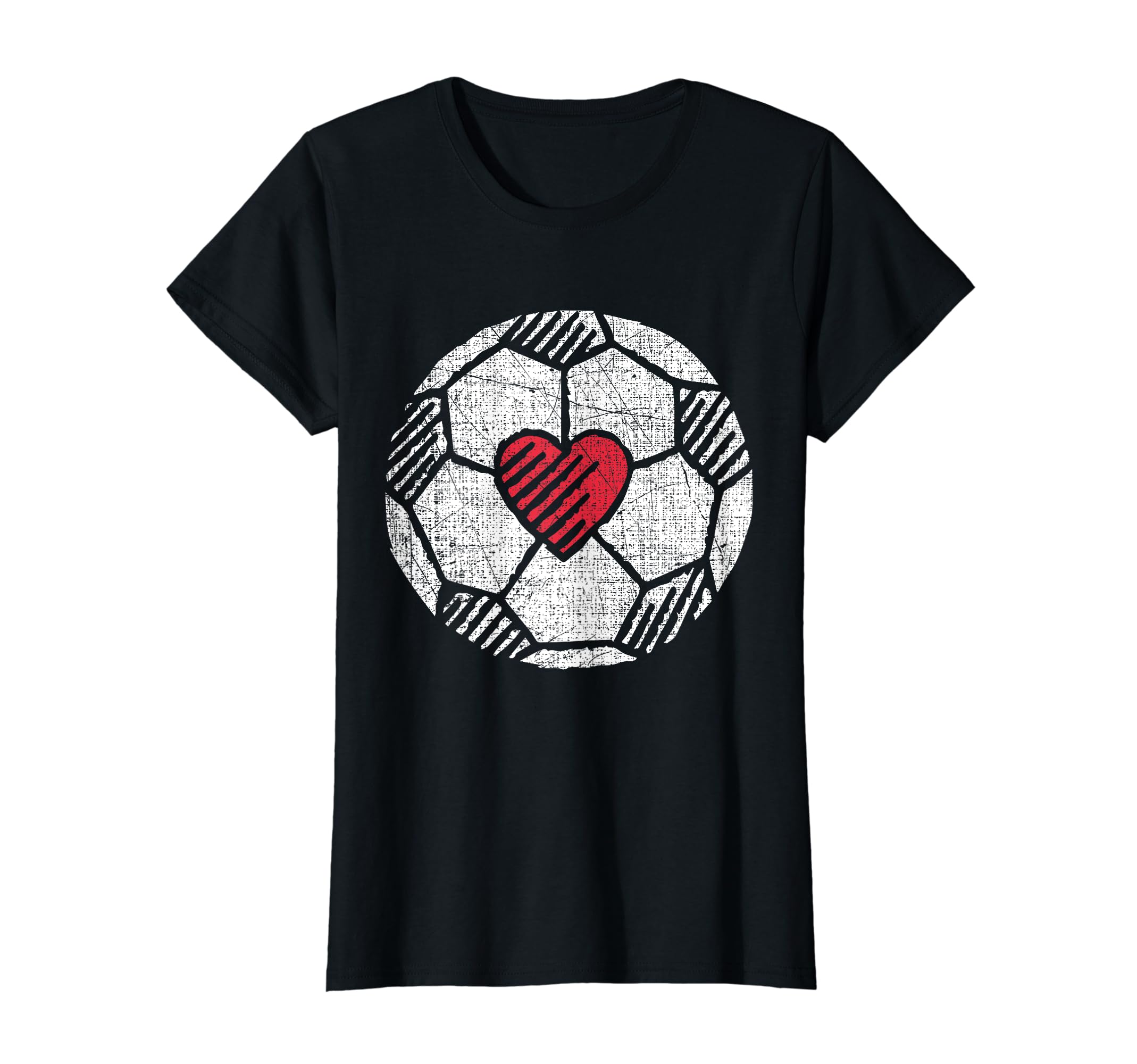 I Love Soccer Ball Red Heart Player T-Shirt - Custom Art Print for Adults - T-Shirt, Sweatshirt, Hoodie