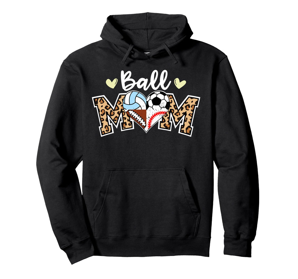 Ball Mom Leopard Soccer Football Hoodie - Unique Graphic for Adults - T-Shirt, Sweatshirt, Hoodie