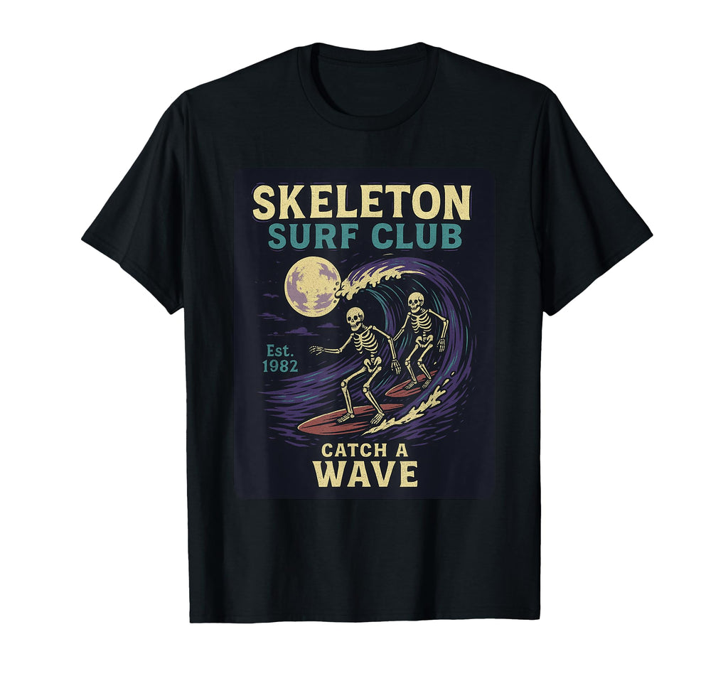 Skeleton Surf Club Halloween Surfing T-Shirt - Streetwear Style Unisex - T-Shirt, Sweatshirt, Hoodie