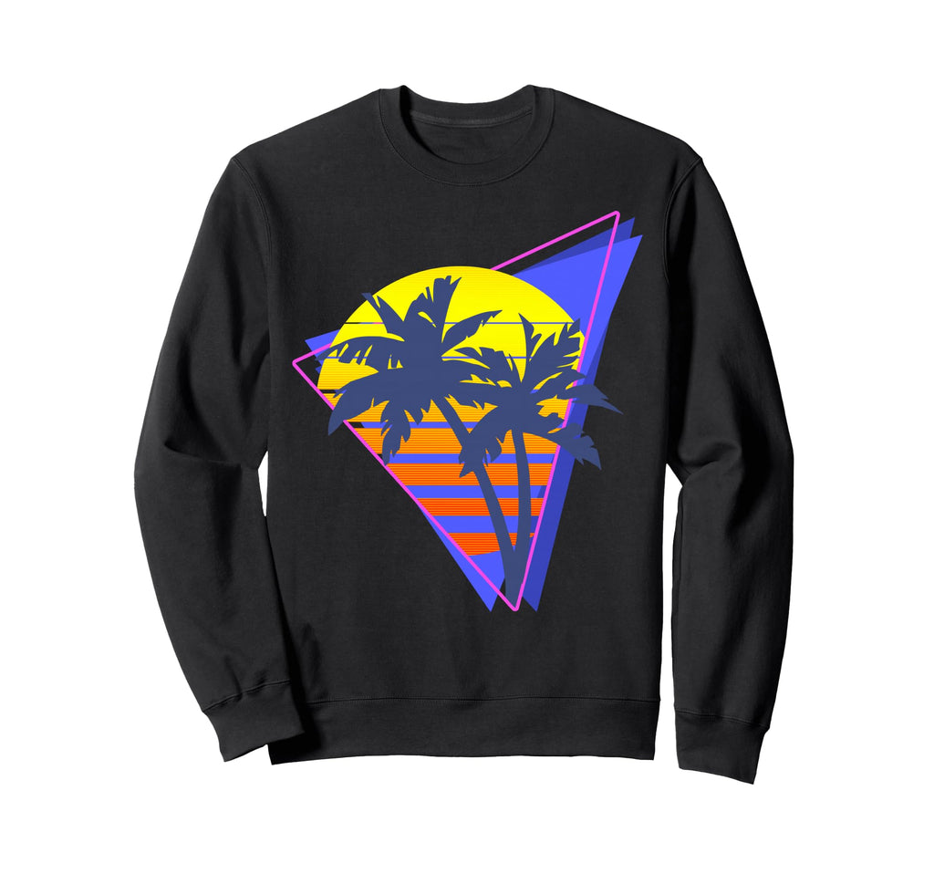 Synthwave Retrowave Sunset Palm Sweatshirt - Custom Art Print Men Women - T-Shirt, Sweatshirt, Hoodie