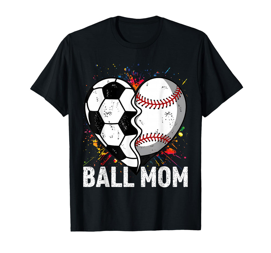 Mom Both Heart Soccer Baseball T-Shirt - Aesthetic Graphic for Adults - T-Shirt, Sweatshirt, Hoodie