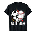 Mom Both Heart Soccer Baseball T-Shirt - Aesthetic Graphic for Adults - T-Shirt, Sweatshirt, Hoodie