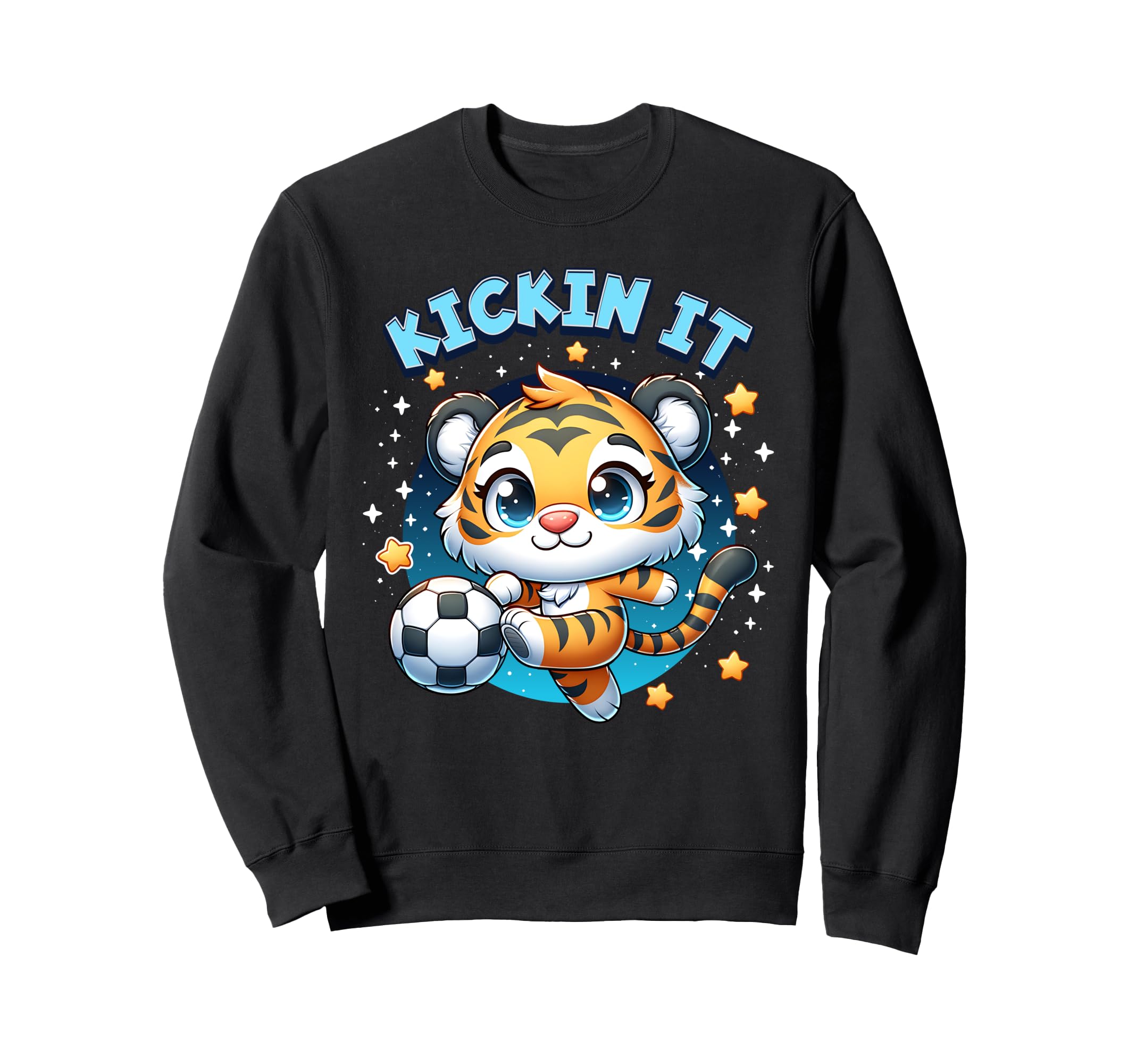 Soccer Player Tiger Kickin It Sweatshirt - Graphic Print for Adults - T-Shirt, Sweatshirt, Hoodie