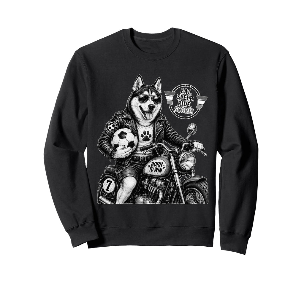Husky Motorbike Love Footbal Sweatshirt - Casual Everyday Wear for Adults - T-Shirt, Sweatshirt, Hoodie