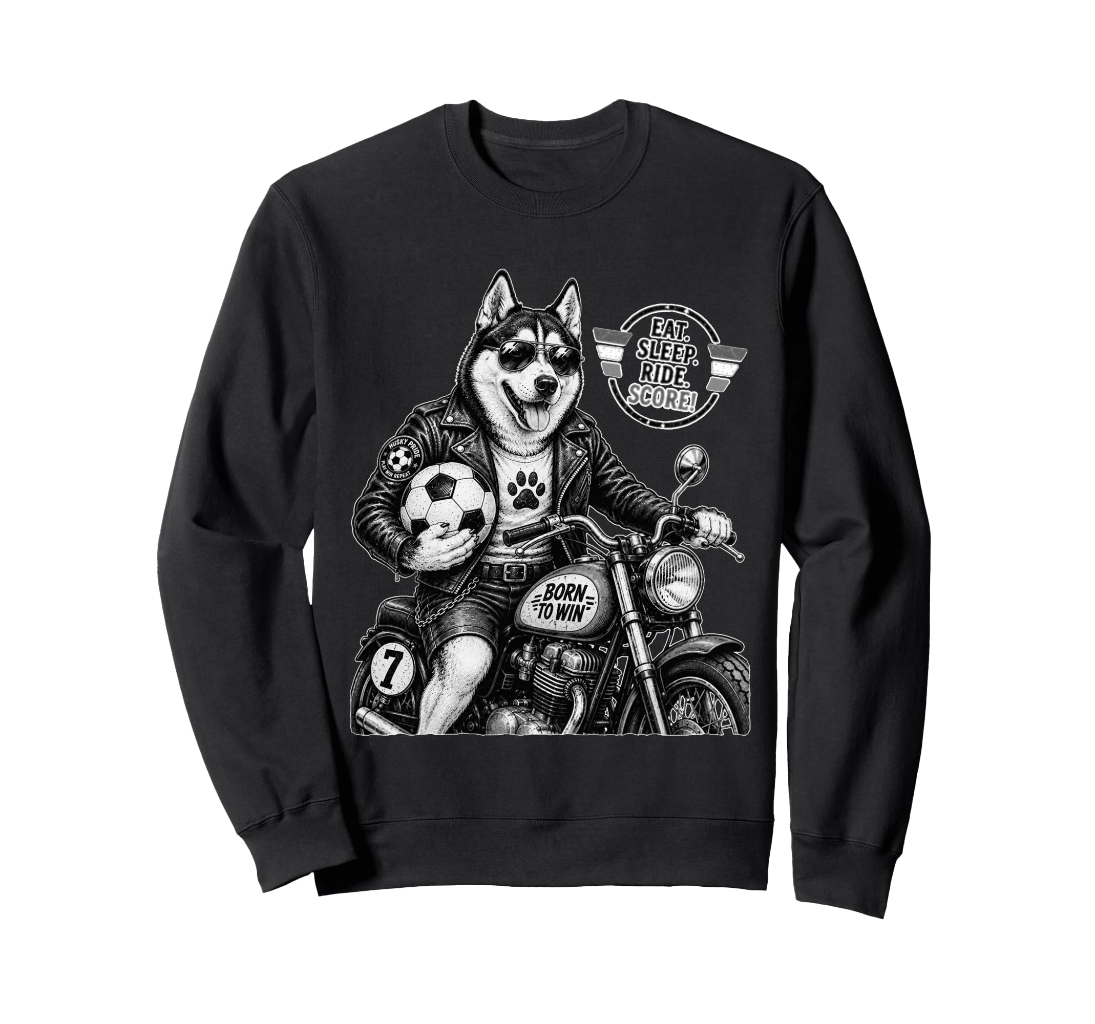 Husky Motorbike Love Footbal Sweatshirt - Casual Everyday Wear for Adults - T-Shirt, Sweatshirt, Hoodie