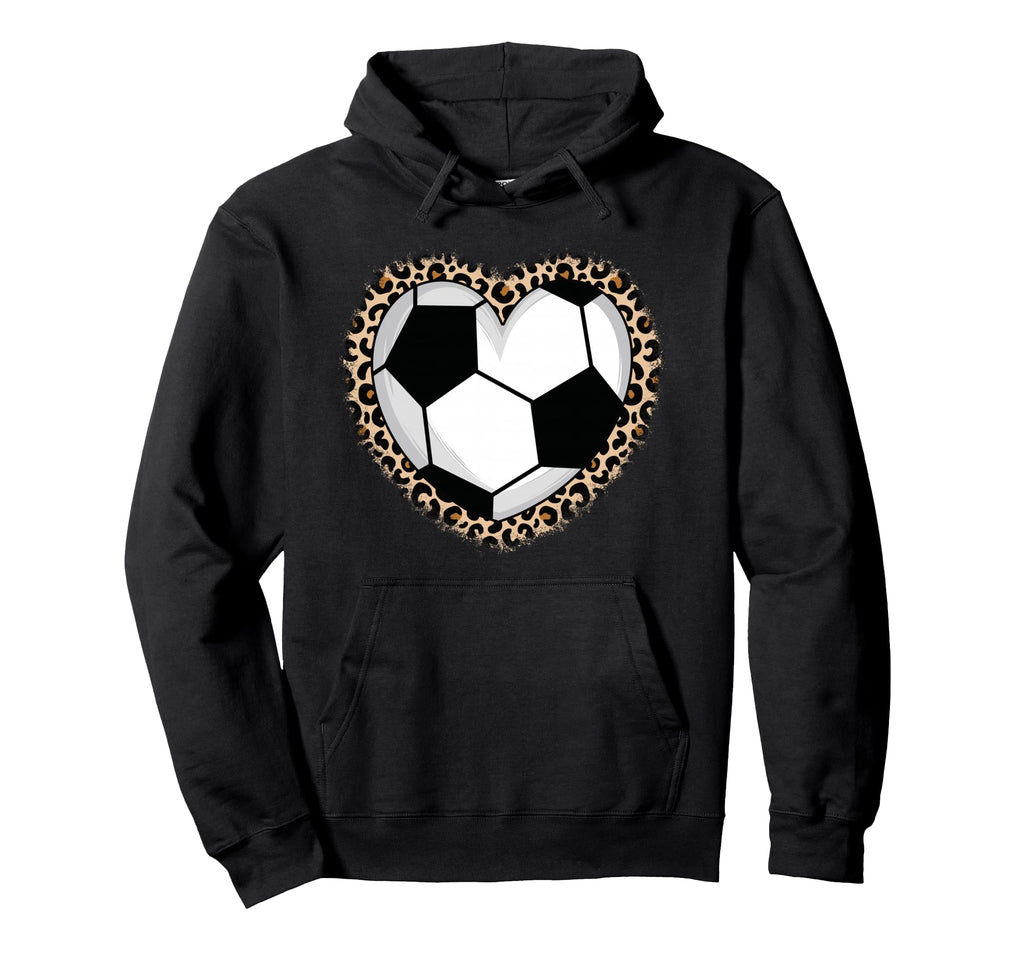 Soccer Heart Leopard Soccer Hoodie - Unique Graphic Unisex - T-Shirt, Sweatshirt, Hoodie