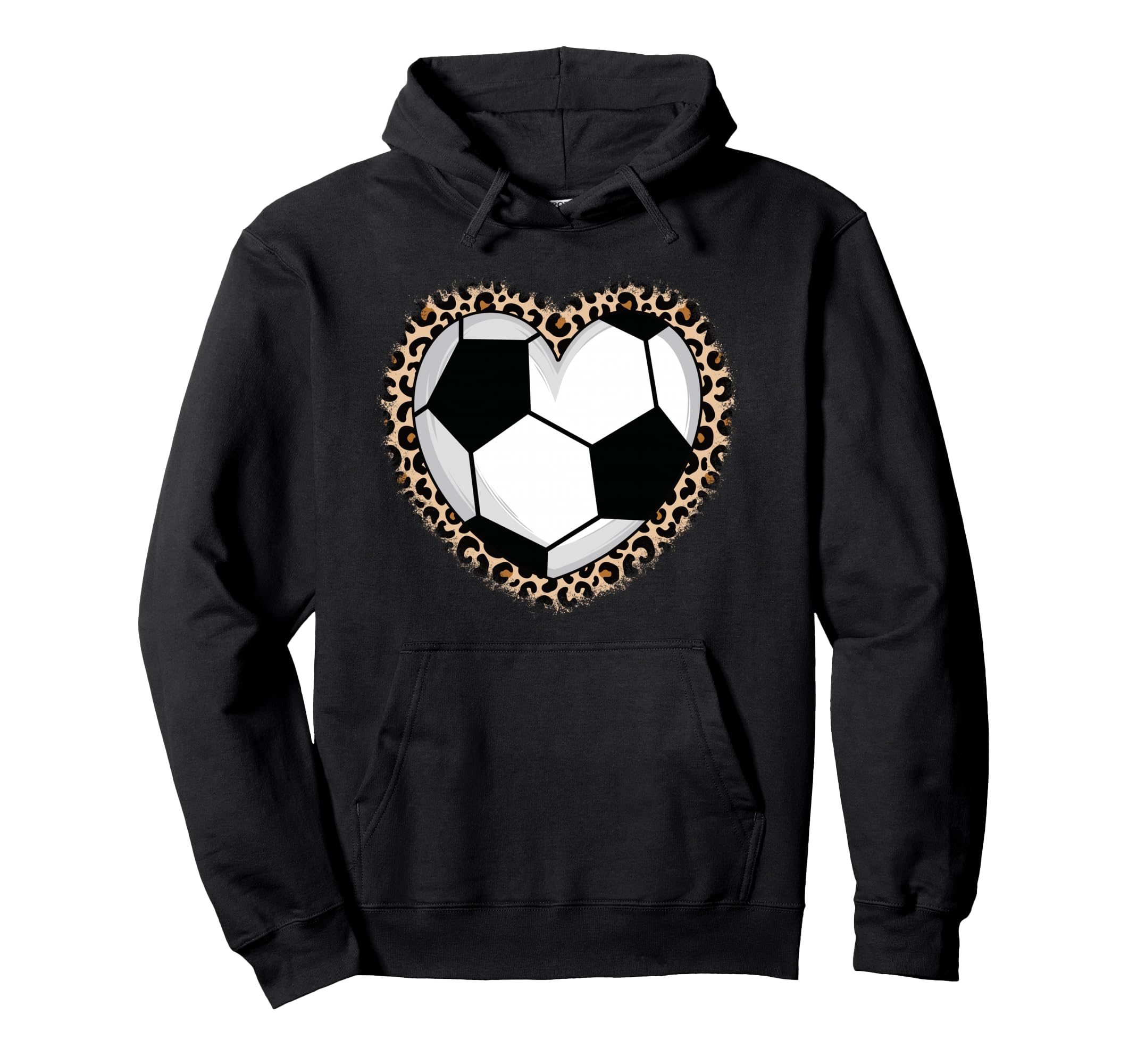 Soccer Heart Leopard Soccer Hoodie - Unique Graphic Unisex - T-Shirt, Sweatshirt, Hoodie