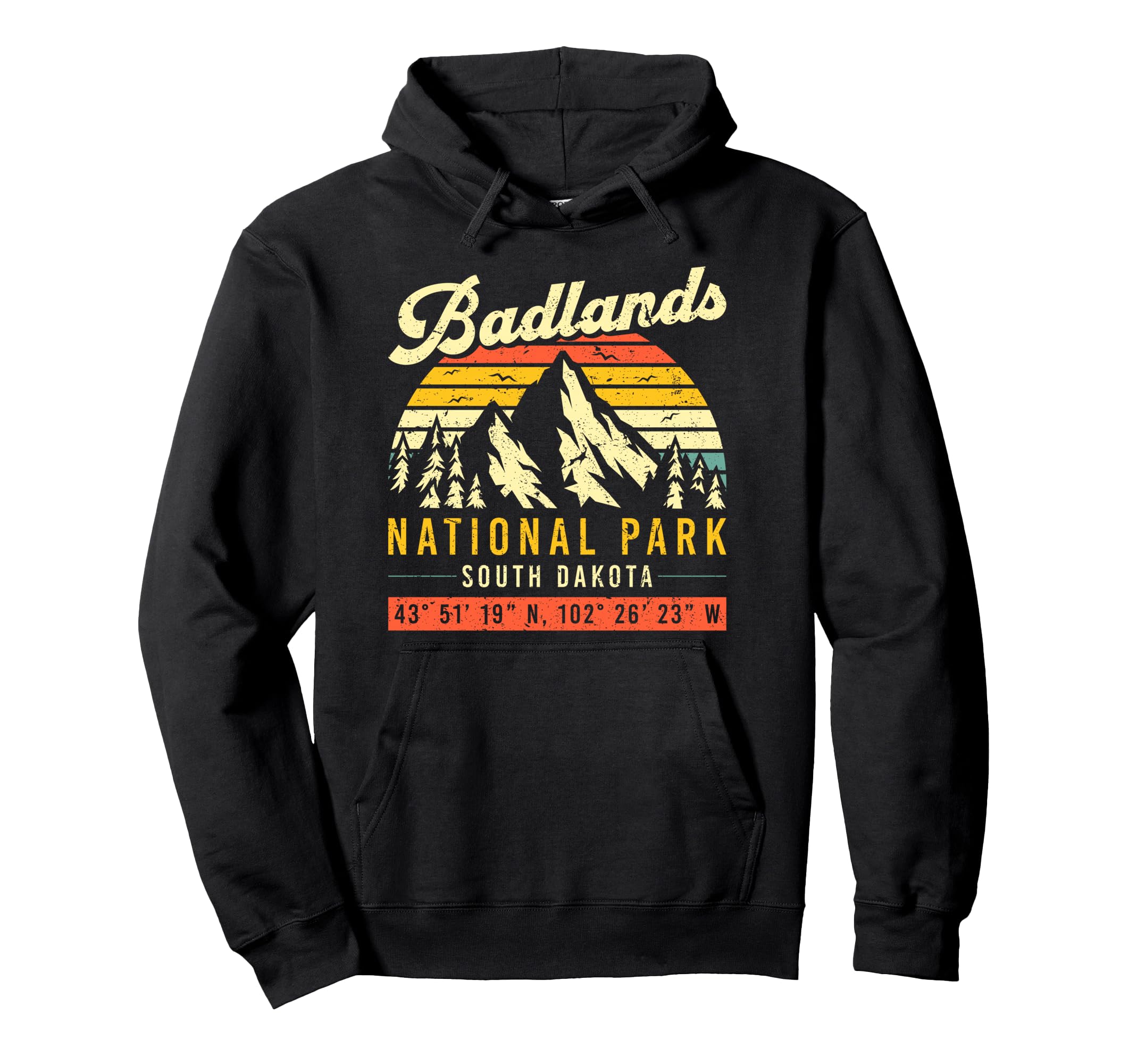 Badlands Coordinates Sd National Park Hoodie - Fun Novelty Design Unisex - T-Shirt, Sweatshirt, Hoodie
