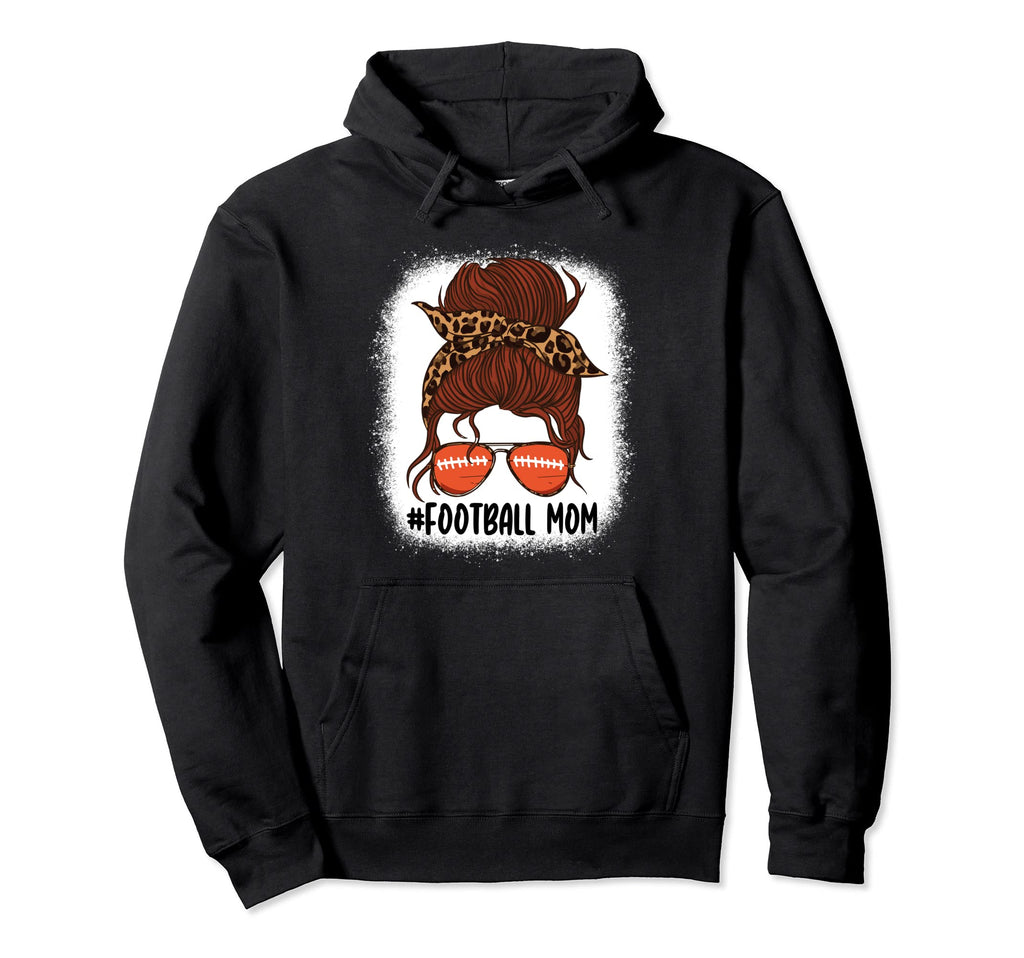 Messy Bun Football Mom Life Leopard Hoodie - Minimalist Print for Adults - T-Shirt, Sweatshirt, Hoodie