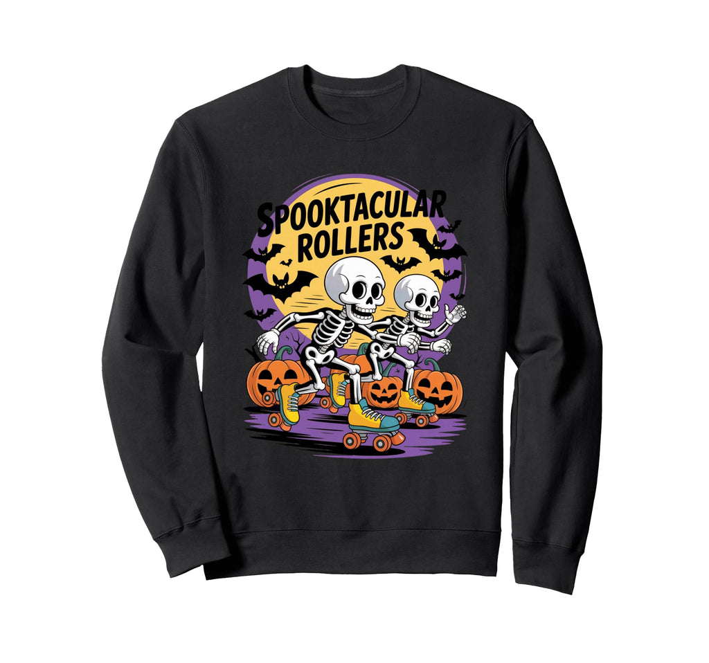 Spooktacular Rollers Skeleton Halloween Sweatshirt - Graphic Print Unisex - T-Shirt, Sweatshirt, Hoodie