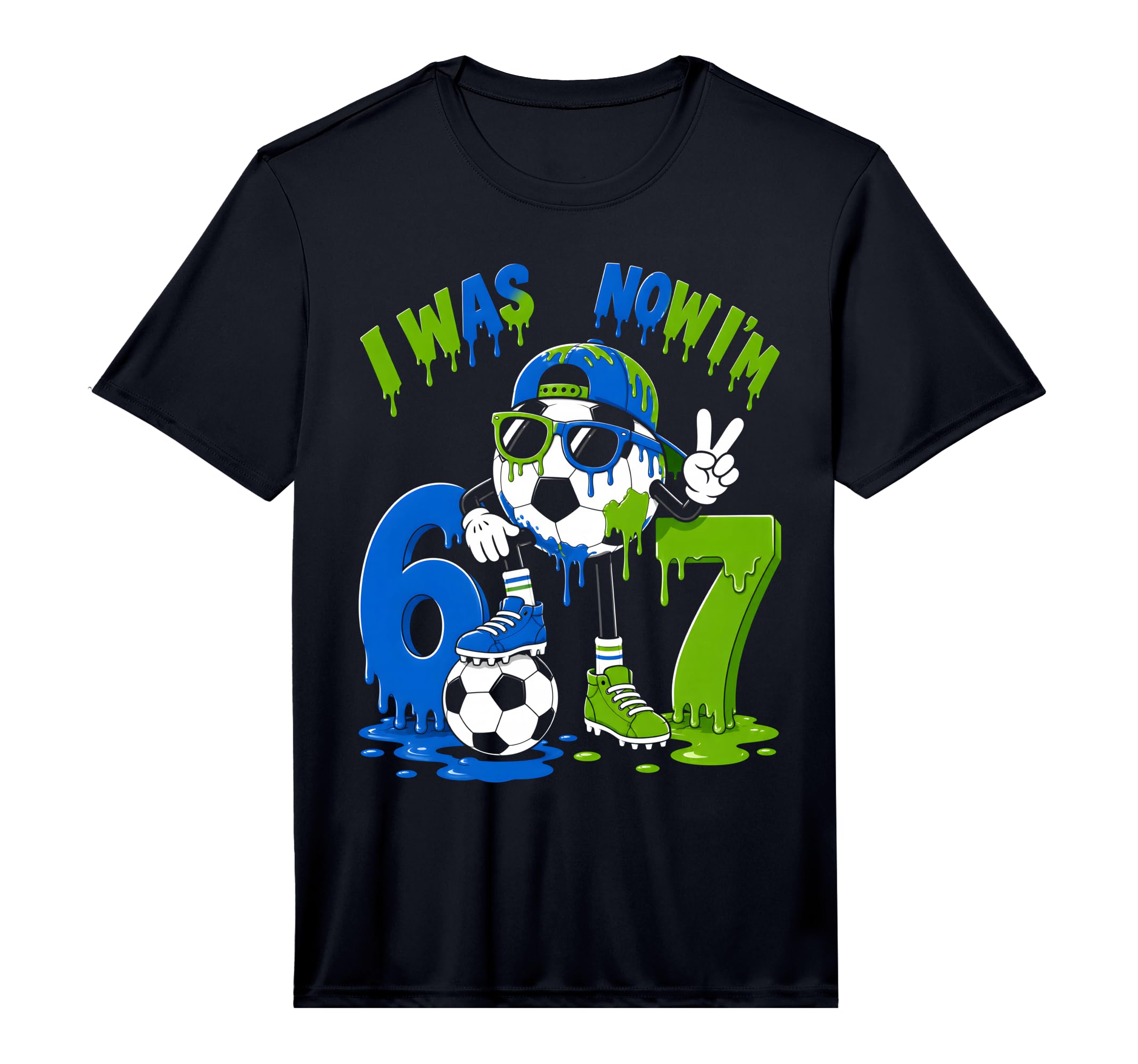 7Th Birthday Soccer Ice Cream Drip 7 T-Shirt - Graphic Print Men Women - T-Shirt, Sweatshirt, Hoodie
