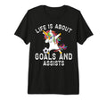Life Is About Goals And Assists Funny T-Shirt - Graphic Print for Adults - T-Shirt, Sweatshirt, Hoodie