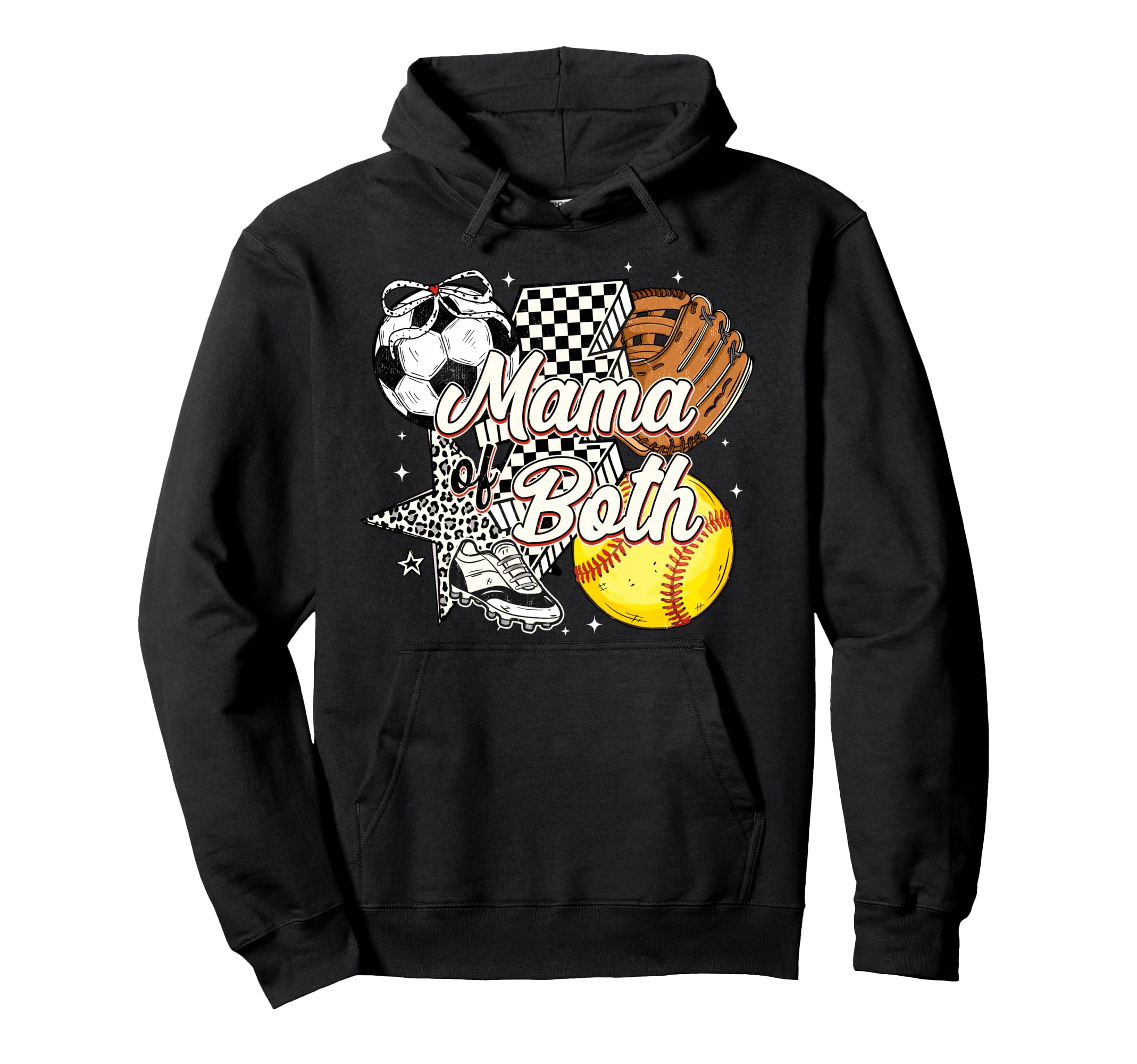 Mama Both Soccer Softball Mama Hoodie - Minimalist Print for Adults - T-Shirt, Sweatshirt, Hoodie