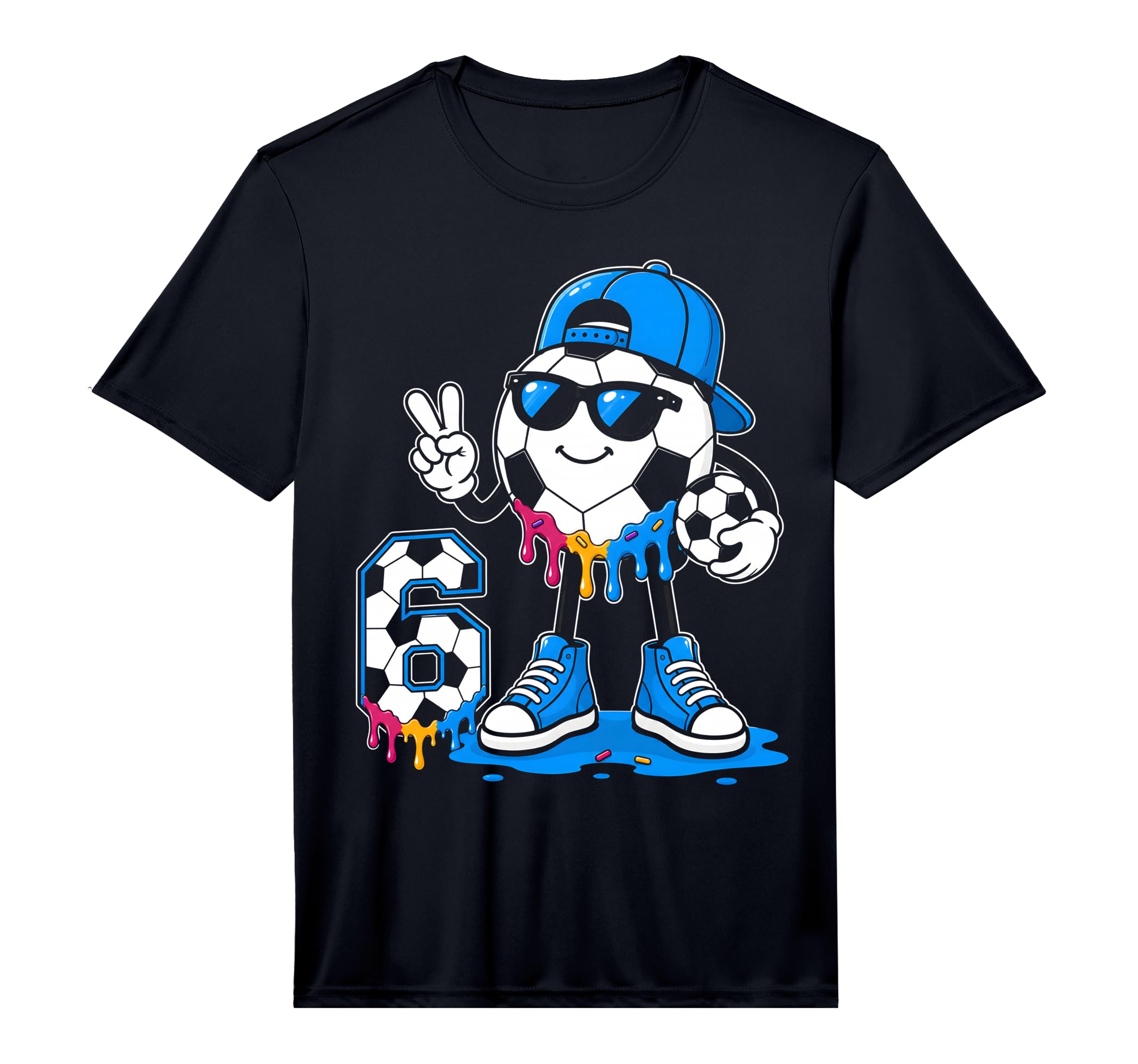 6Th Birthday Soccer Ice Cream Drip 6 T-Shirt - Minimalist Print for Adults - T-Shirt, Sweatshirt, Hoodie