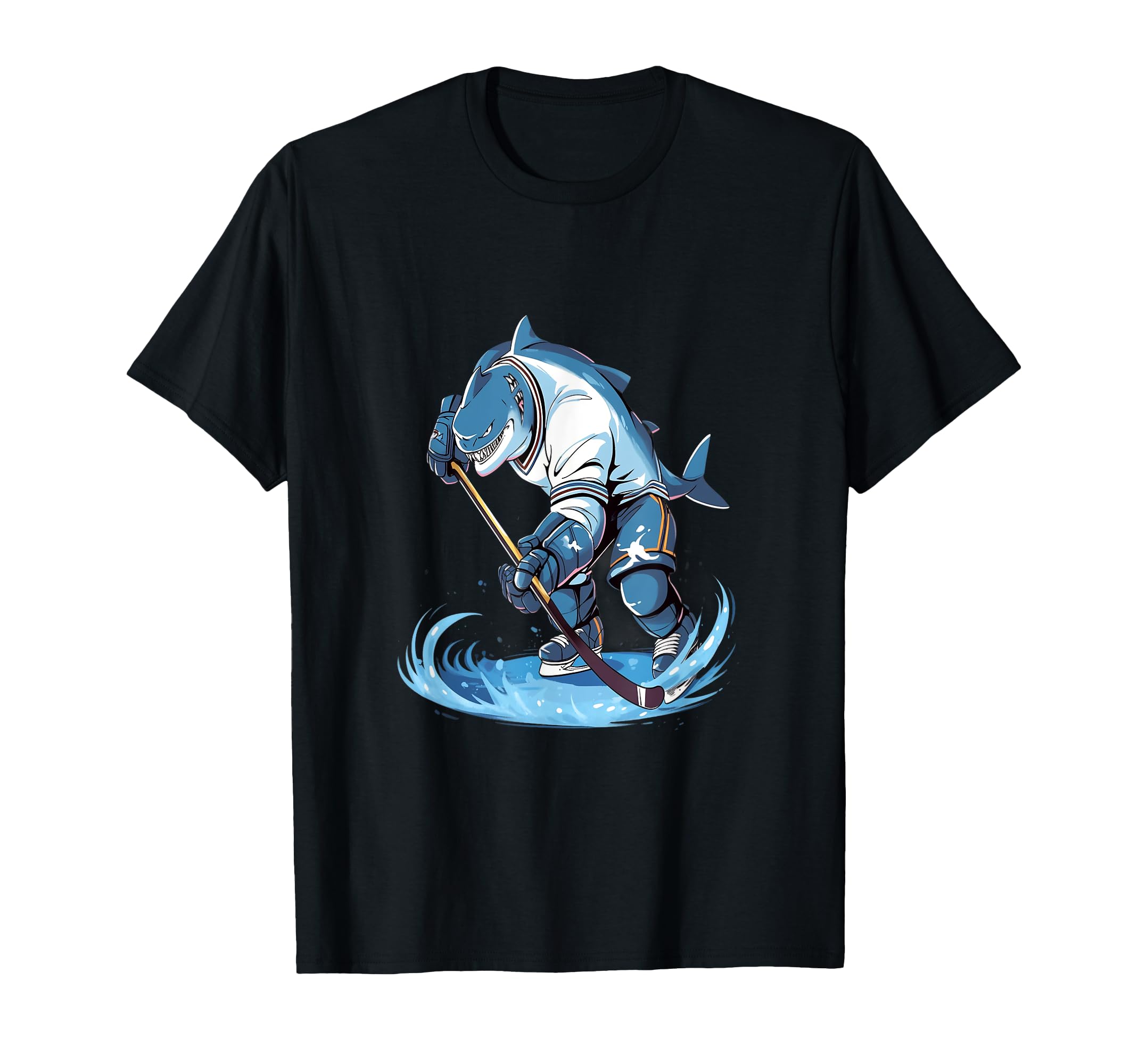 Shark Ice Hockey Player Hockey Stick T-Shirt - Streetwear Style for Adults - T-Shirt, Sweatshirt, Hoodie