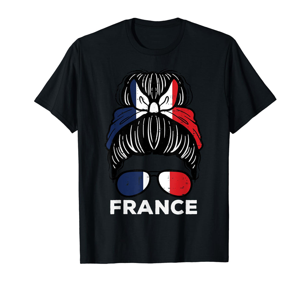 France Flag French Hairbun Football T-Shirt - Aesthetic Graphic for Adults - T-Shirt, Sweatshirt, Hoodie