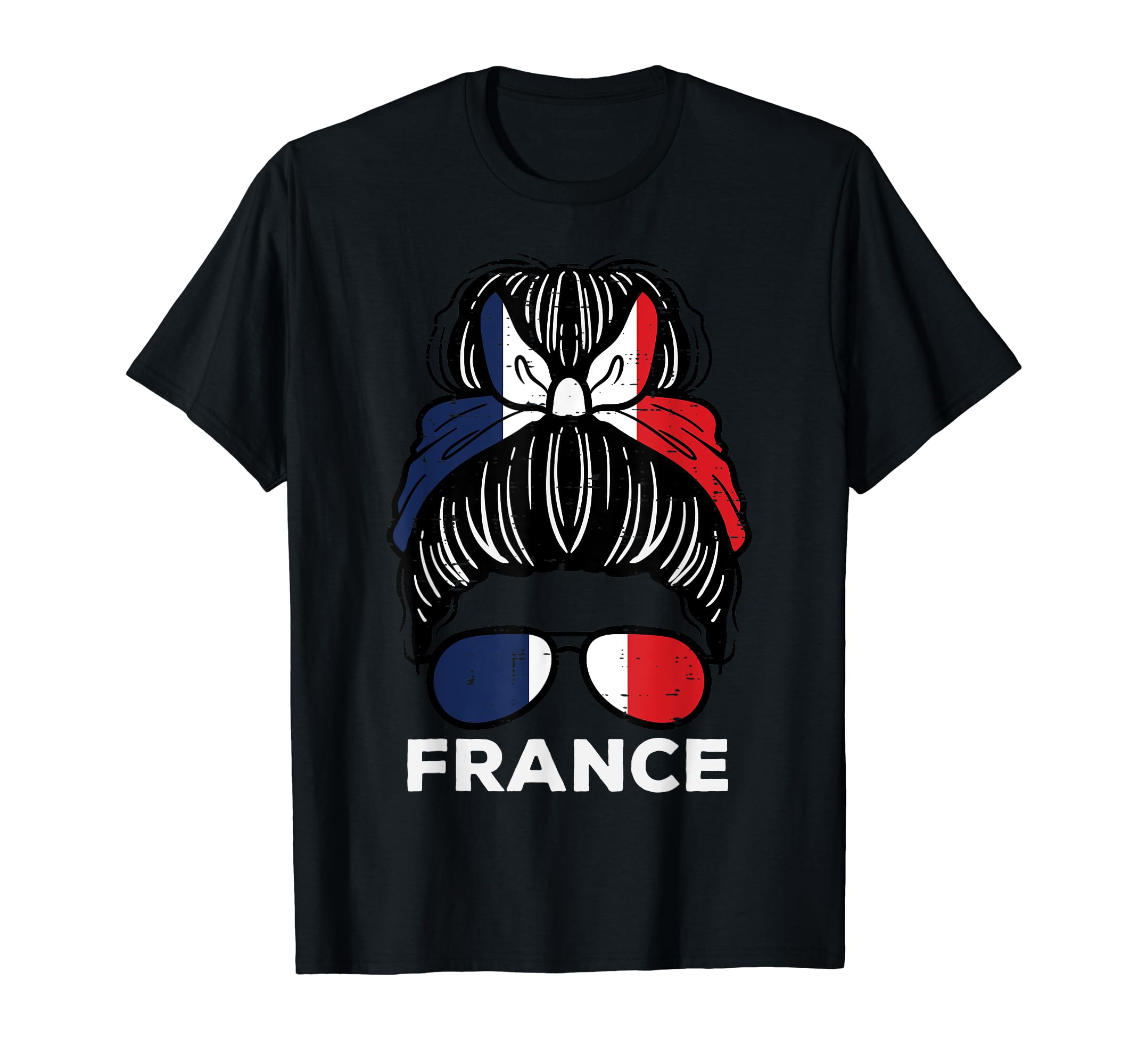 France Flag French Hairbun Football T-Shirt - Aesthetic Graphic for Adults - T-Shirt, Sweatshirt, Hoodie