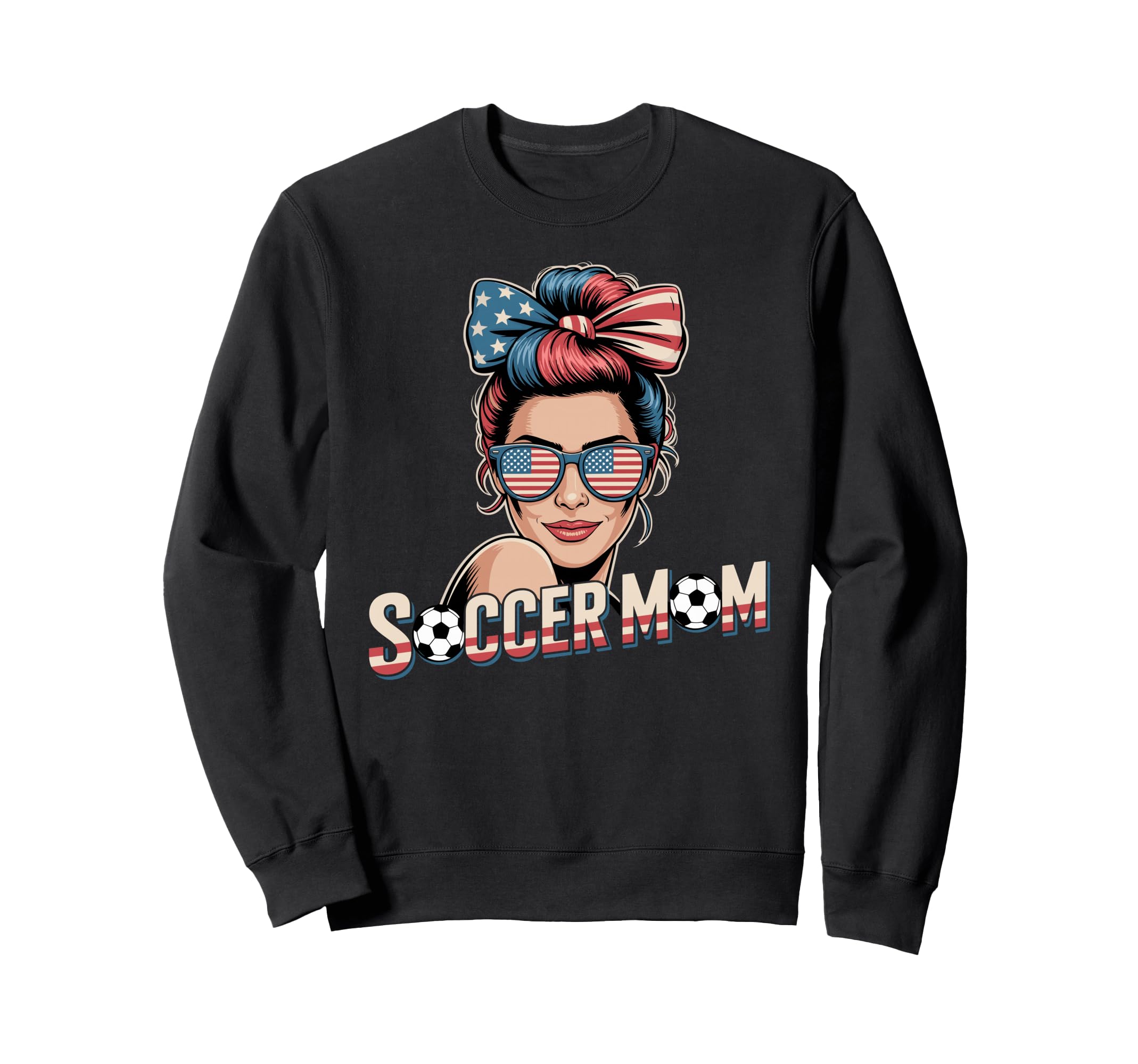 Patriotic Soccer Mom American Flag Sweatshirt - Graphic Print for Adults - T-Shirt, Sweatshirt, Hoodie