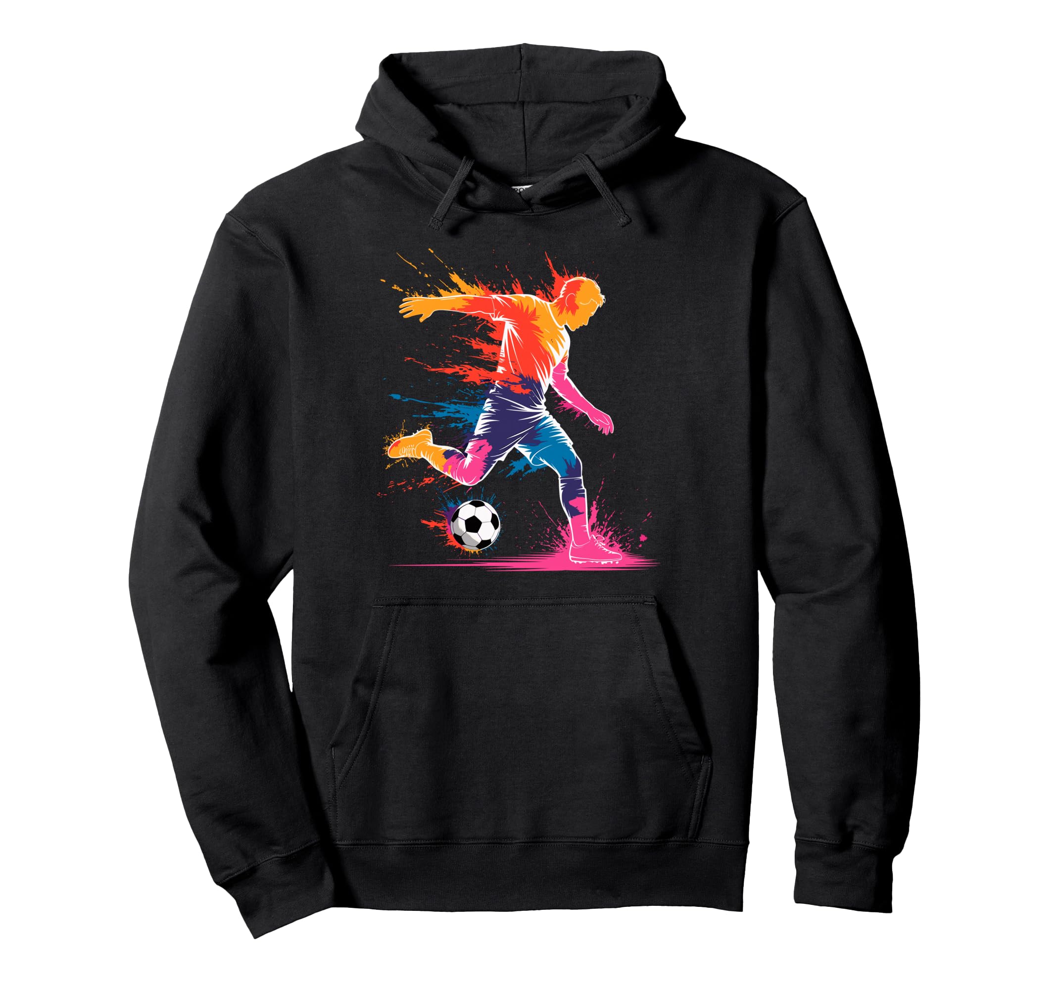 Colorful Funny Soccer Player Fan Game Hoodie - Unique Graphic Men Women - T-Shirt, Sweatshirt, Hoodie