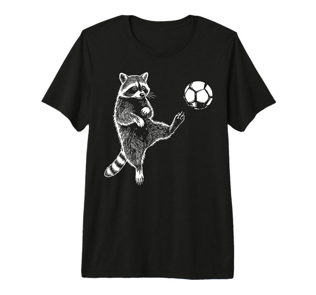 Funny Raccoon Soccer Balls Player T-Shirt - Custom Art Print for Adults - T-Shirt, Sweatshirt, Hoodie