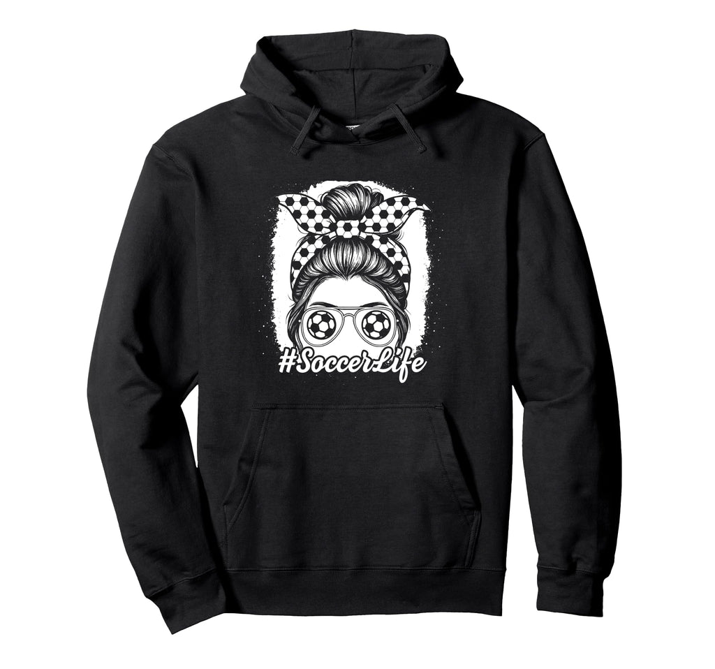 Soccer Life Messy Bun Football Ball Hoodie - Minimalist Print for Adults - T-Shirt, Sweatshirt, Hoodie