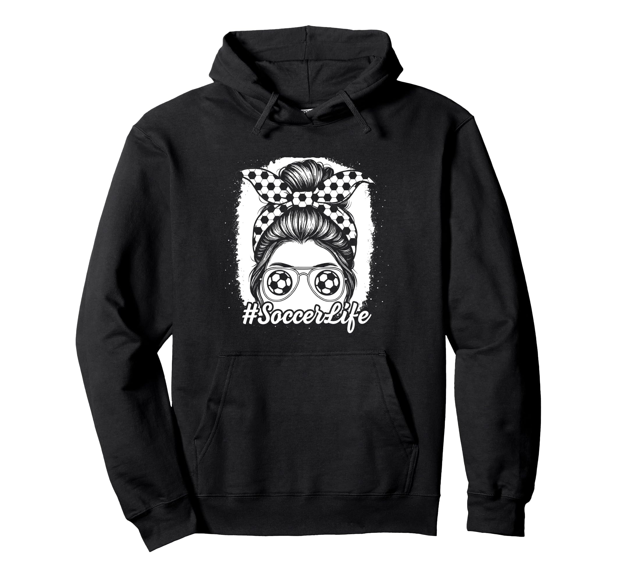 Soccer Life Messy Bun Football Ball Hoodie - Minimalist Print for Adults - T-Shirt, Sweatshirt, Hoodie
