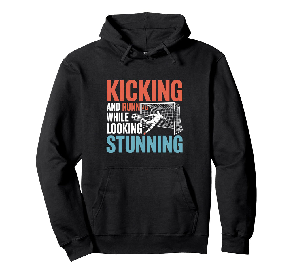 Soccer Kicking And Running While Hoodie - Fun Novelty Design for Adults - T-Shirt, Sweatshirt, Hoodie