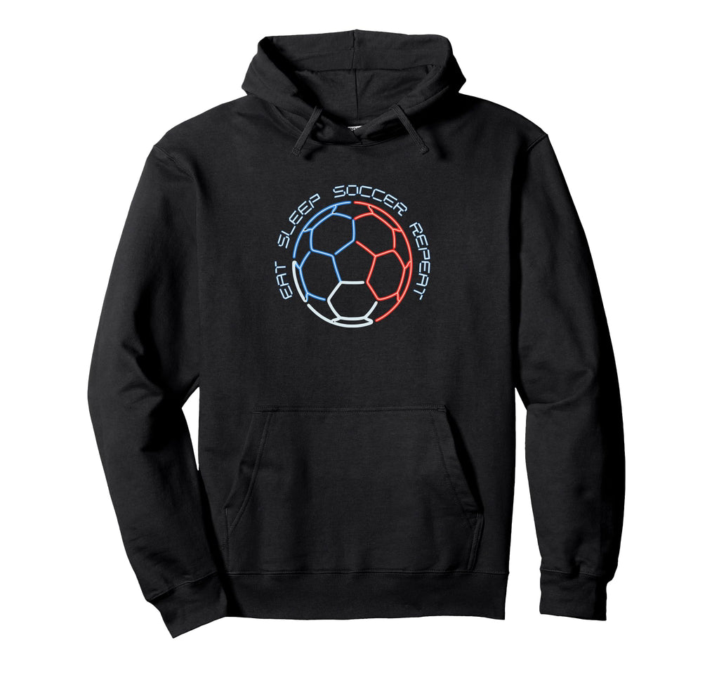 Eat Sleep Soccer Repeat Line Art Hoodie - Minimalist Print for Adults - T-Shirt, Sweatshirt, Hoodie