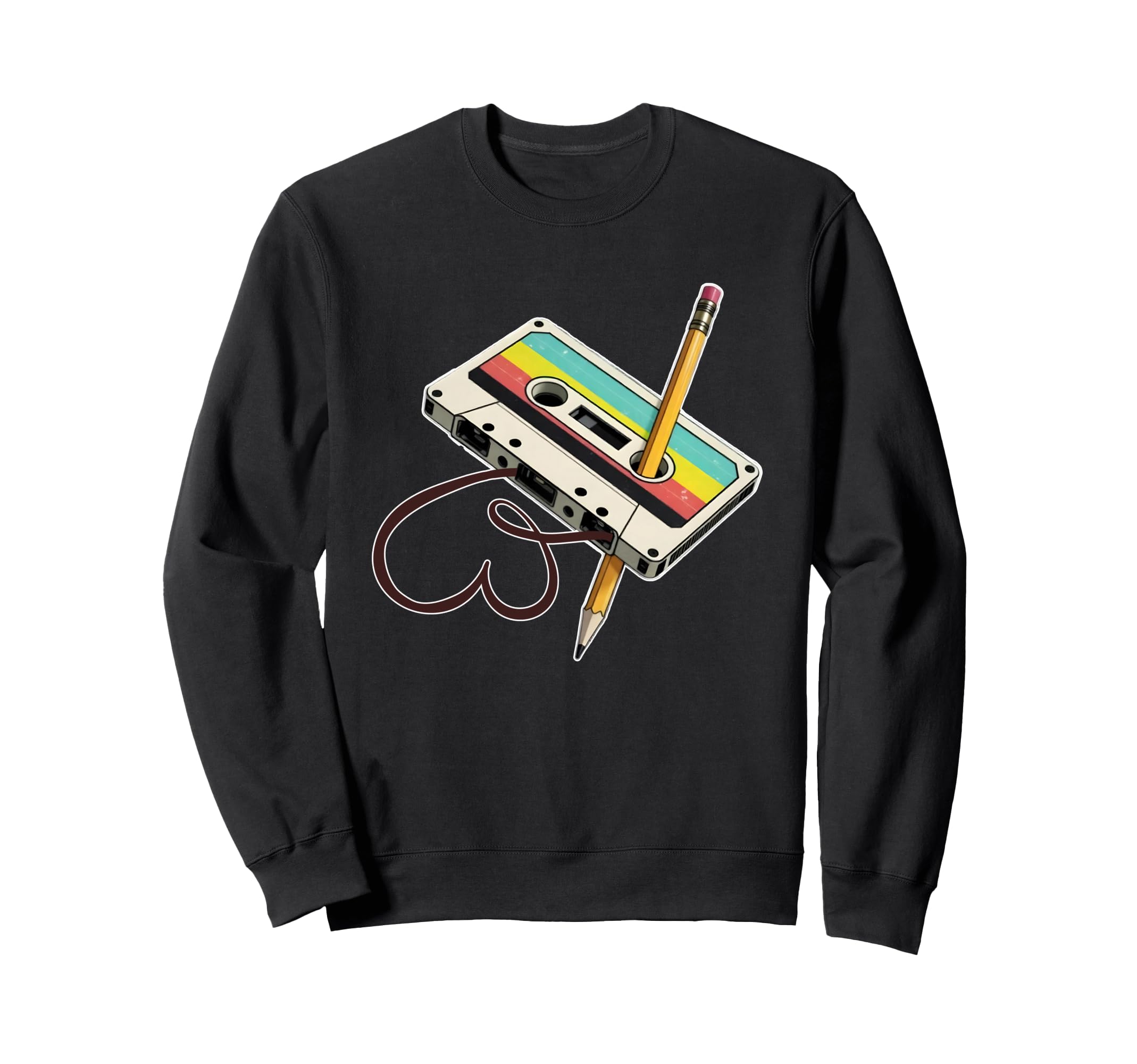 Cassette Tape Pencil Nostalgic 80S 90S Sweatshirt - Graphic Print Men Women - T-Shirt, Sweatshirt, Hoodie