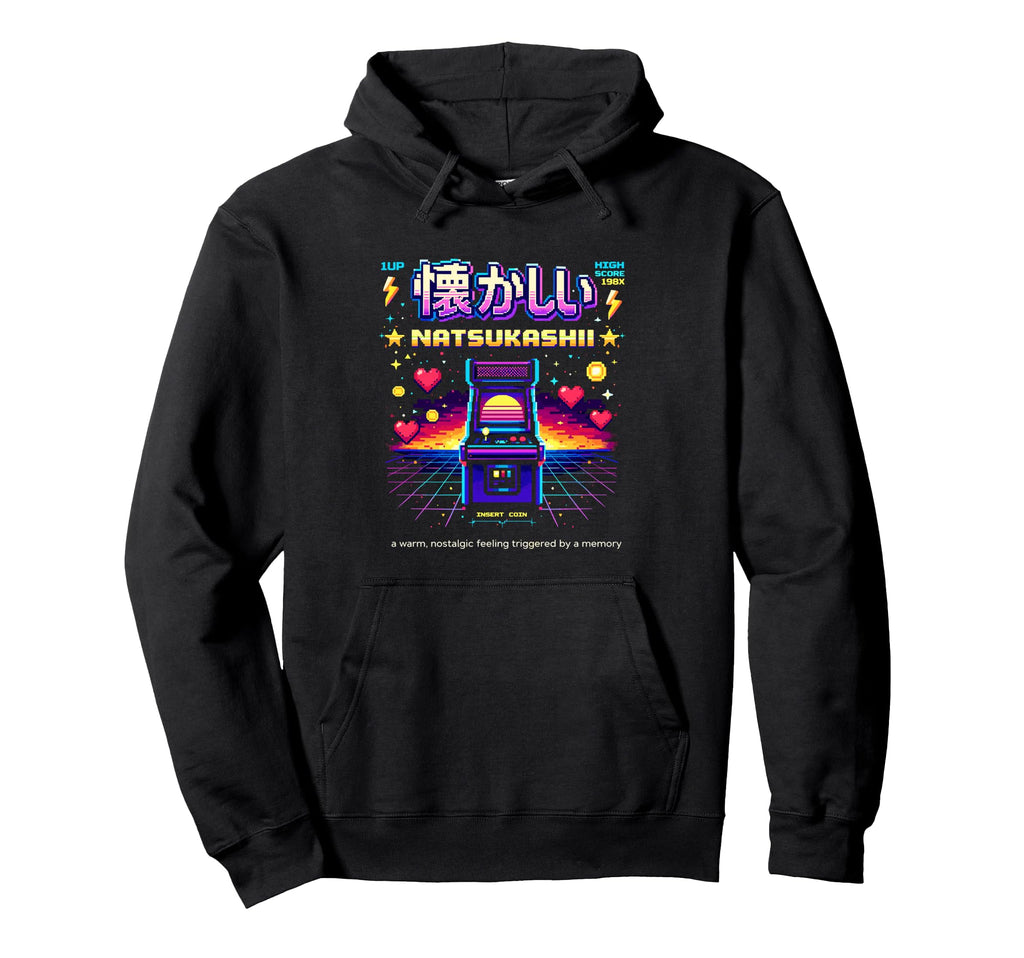 Natsukashii Arcade Gaming Pixel Art Hoodie - Graphic Print Unisex - T-Shirt, Sweatshirt, Hoodie
