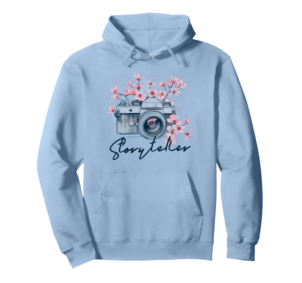 Photographer Storyteller Camera Flowers Hoodie - Aesthetic Graphic Unisex - T-Shirt, Sweatshirt, Hoodie