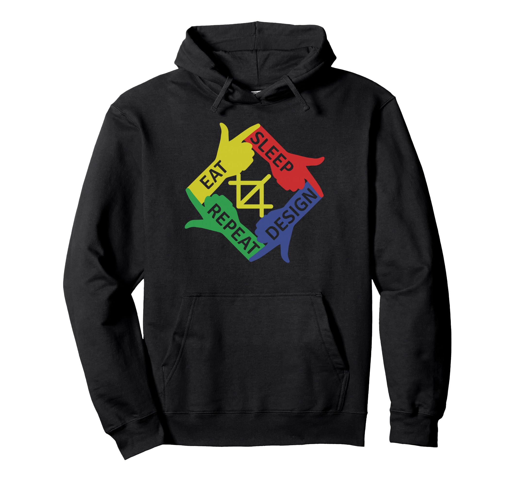 Eat Sleep Repeat Funny Designer Gift Hoodie - Graphic Print for Adults - T-Shirt, Sweatshirt, Hoodie