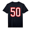 Number 50 White Red Distressed Sport T-Shirt - Unique Graphic Men Women - T-Shirt, Sweatshirt, Hoodie