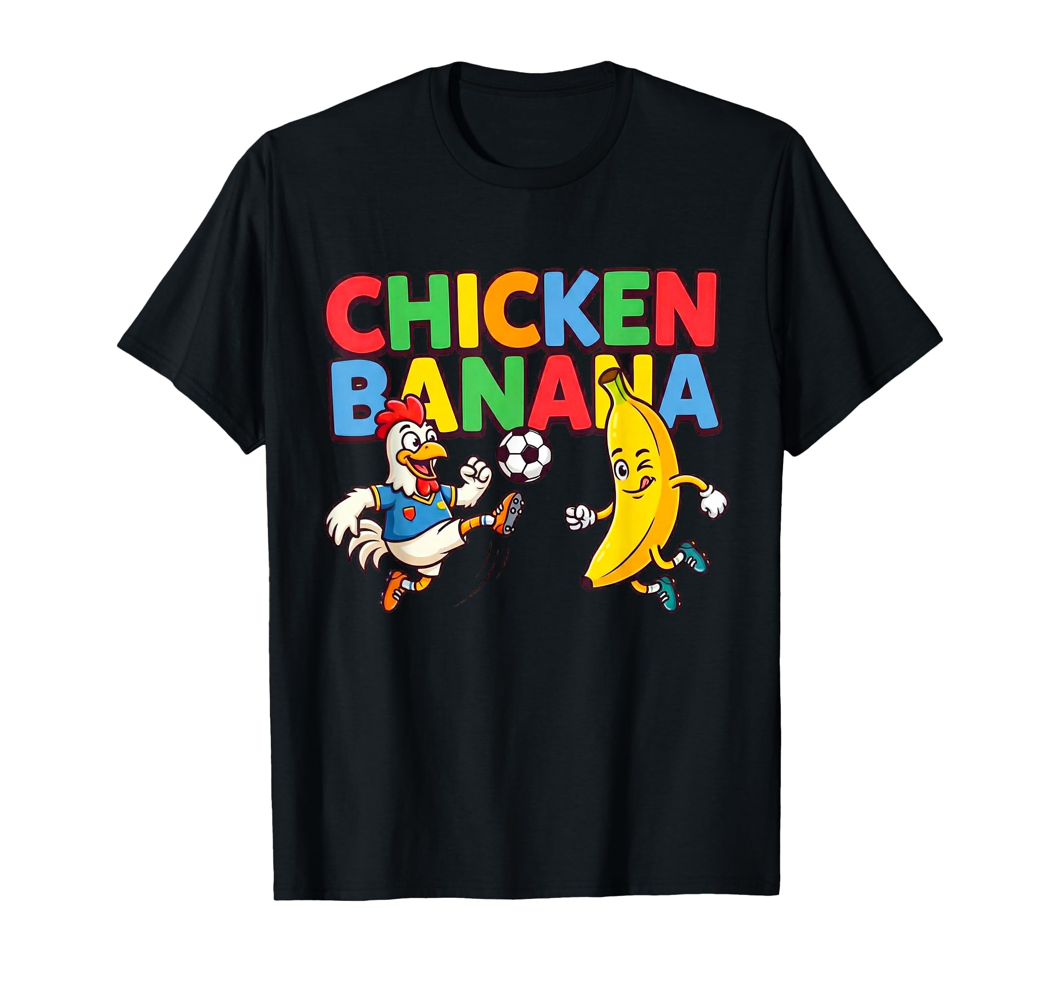 Funny Cartoon Chicken Banana Soccer T-Shirt - Minimalist Print Men Women - T-Shirt, Sweatshirt, Hoodie