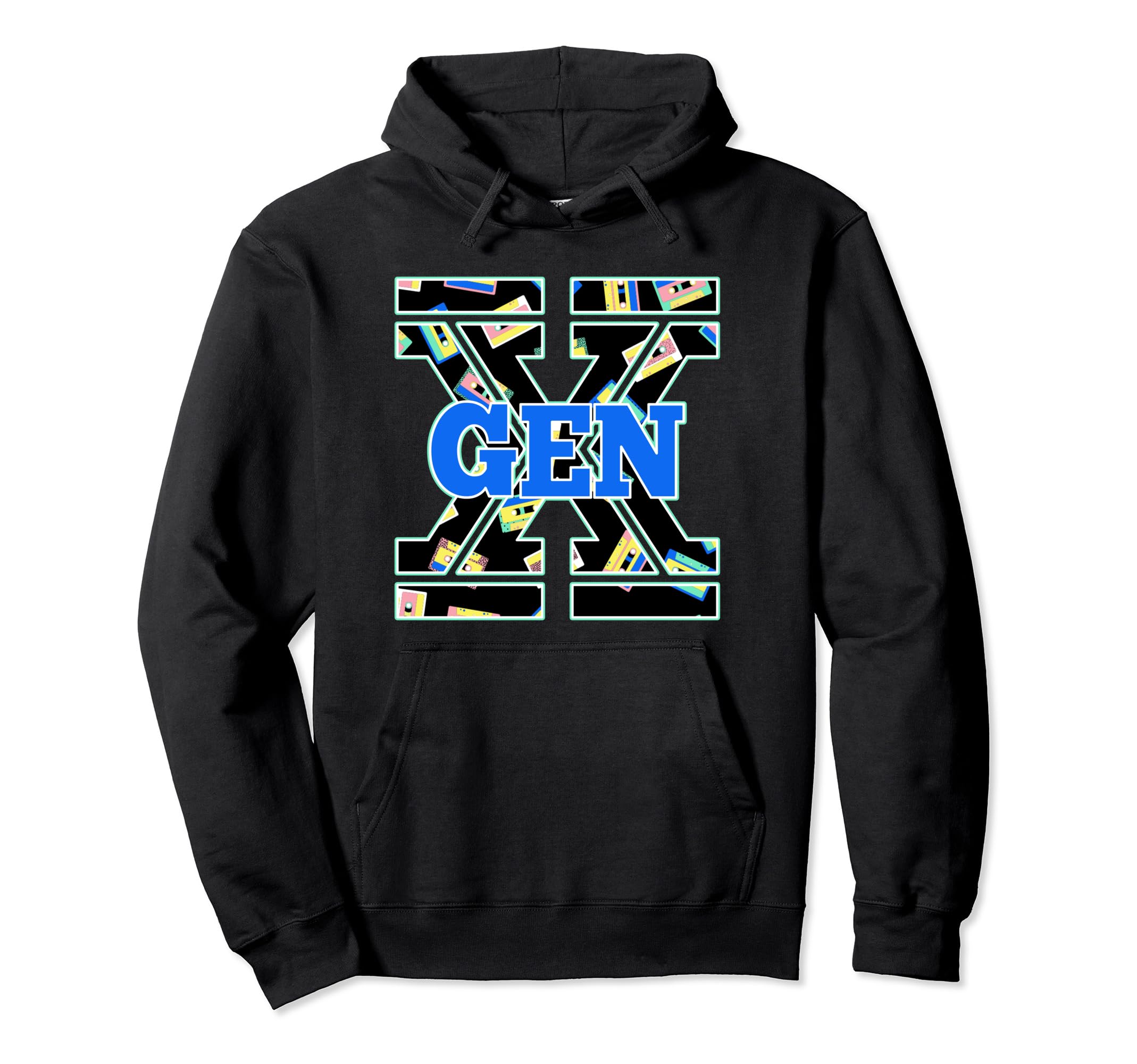 Gen X 80S Music Cassette Tape Dad Pattern Hoodie - Unique Graphic Unisex - T-Shirt, Sweatshirt, Hoodie