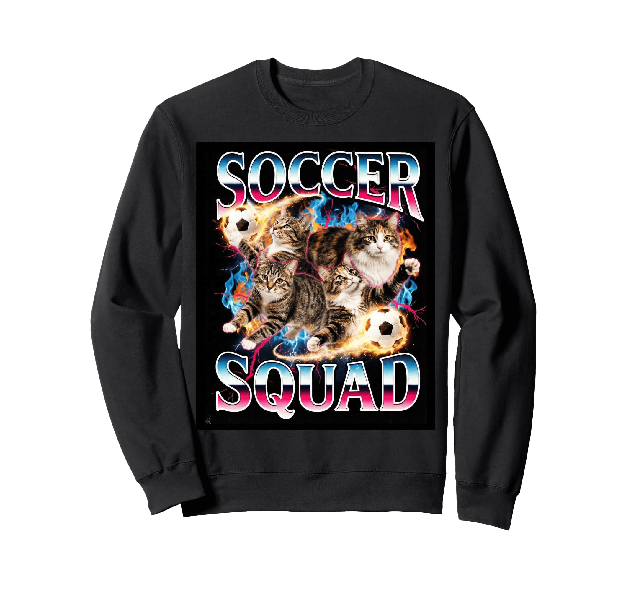 Soccer Squad Funny Cat Meme 90S Sweatshirt - Custom Art Print for Adults - T-Shirt, Sweatshirt, Hoodie