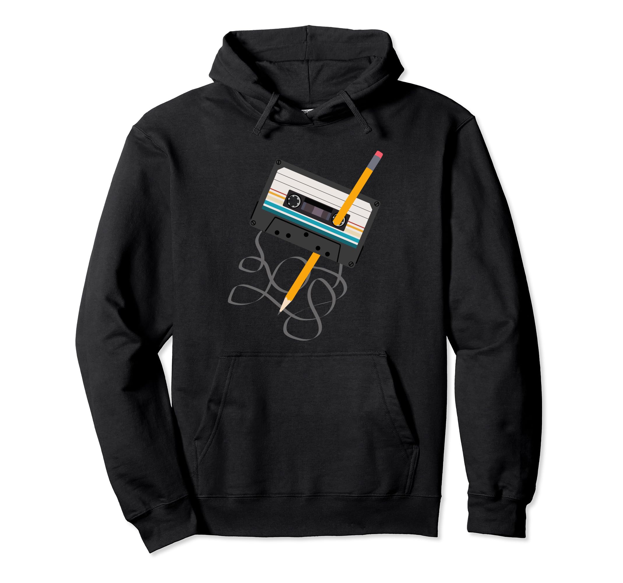 80S Cassette Tape Pencil 1980S Music Hoodie - Trendy Graphic Unisex - T-Shirt, Sweatshirt, Hoodie