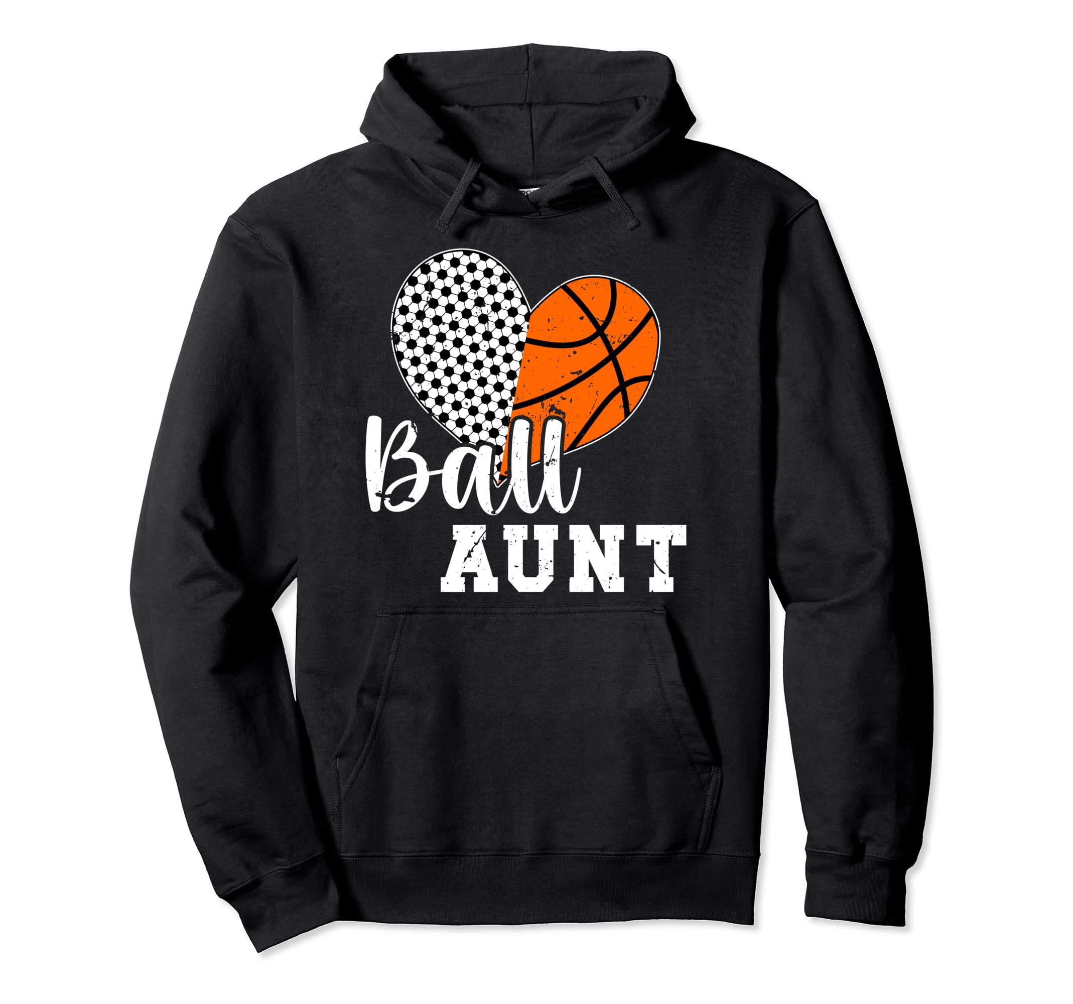 Ball Aunt Heart Soccer Basketball Hoodie - Fun Novelty Design Men Women - T-Shirt, Sweatshirt, Hoodie