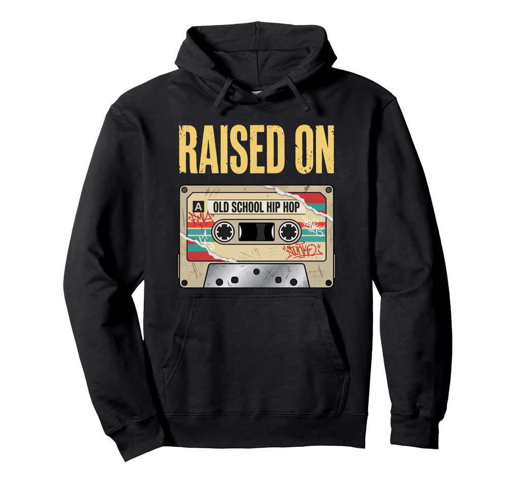 Raised Old School Hip Hop Cassette Graffiti Hoodie - Unique Graphic Unisex - T-Shirt, Sweatshirt, Hoodie