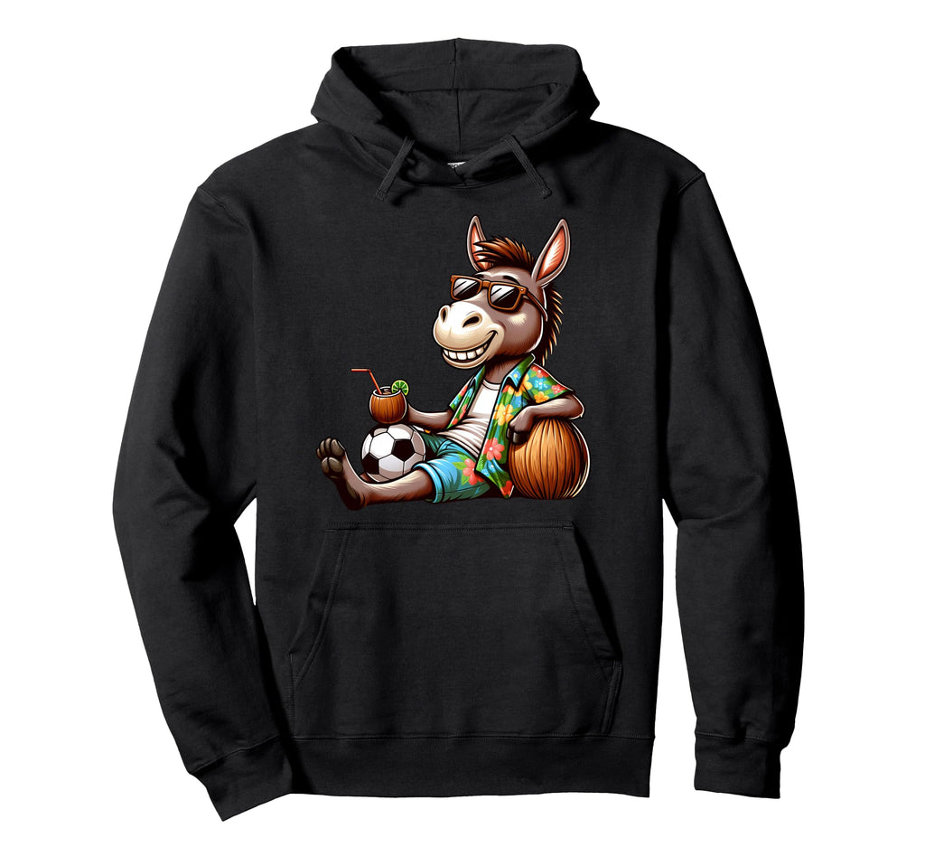 Summer Beach Donkey Coconut And Soccer Chill Hoodie - Unique Graphic Unisex - T-Shirt, Sweatshirt, Hoodie