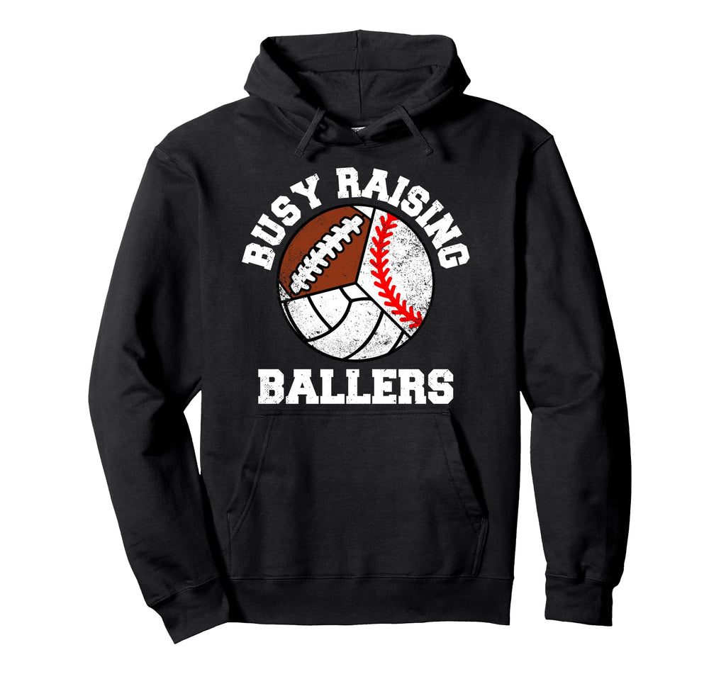 Busy Raising Ballers Funny Baseball Hoodie - Trendy Graphic for Adults - T-Shirt, Sweatshirt, Hoodie