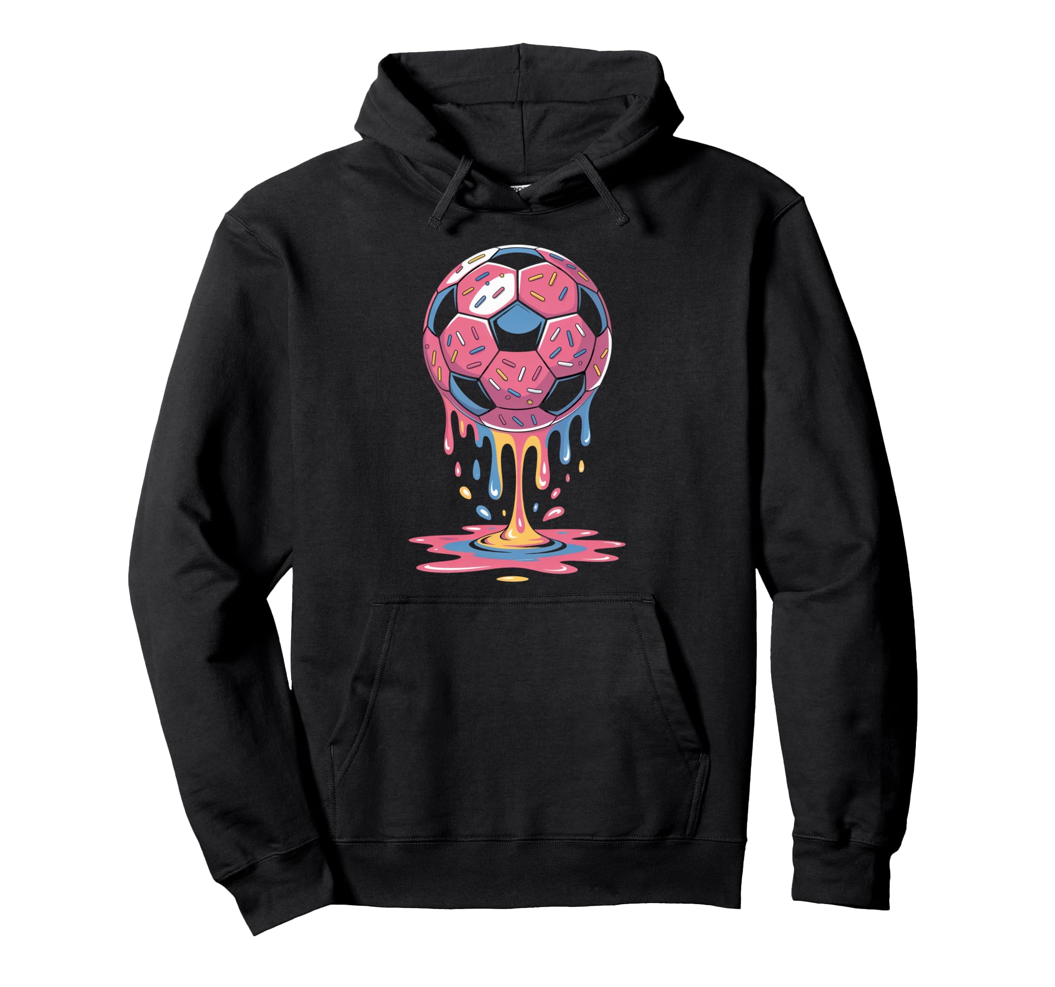 Soccer Ball Drip Ice Cream Drip Game Hoodie - Graphic Print Men Women - T-Shirt, Sweatshirt, Hoodie